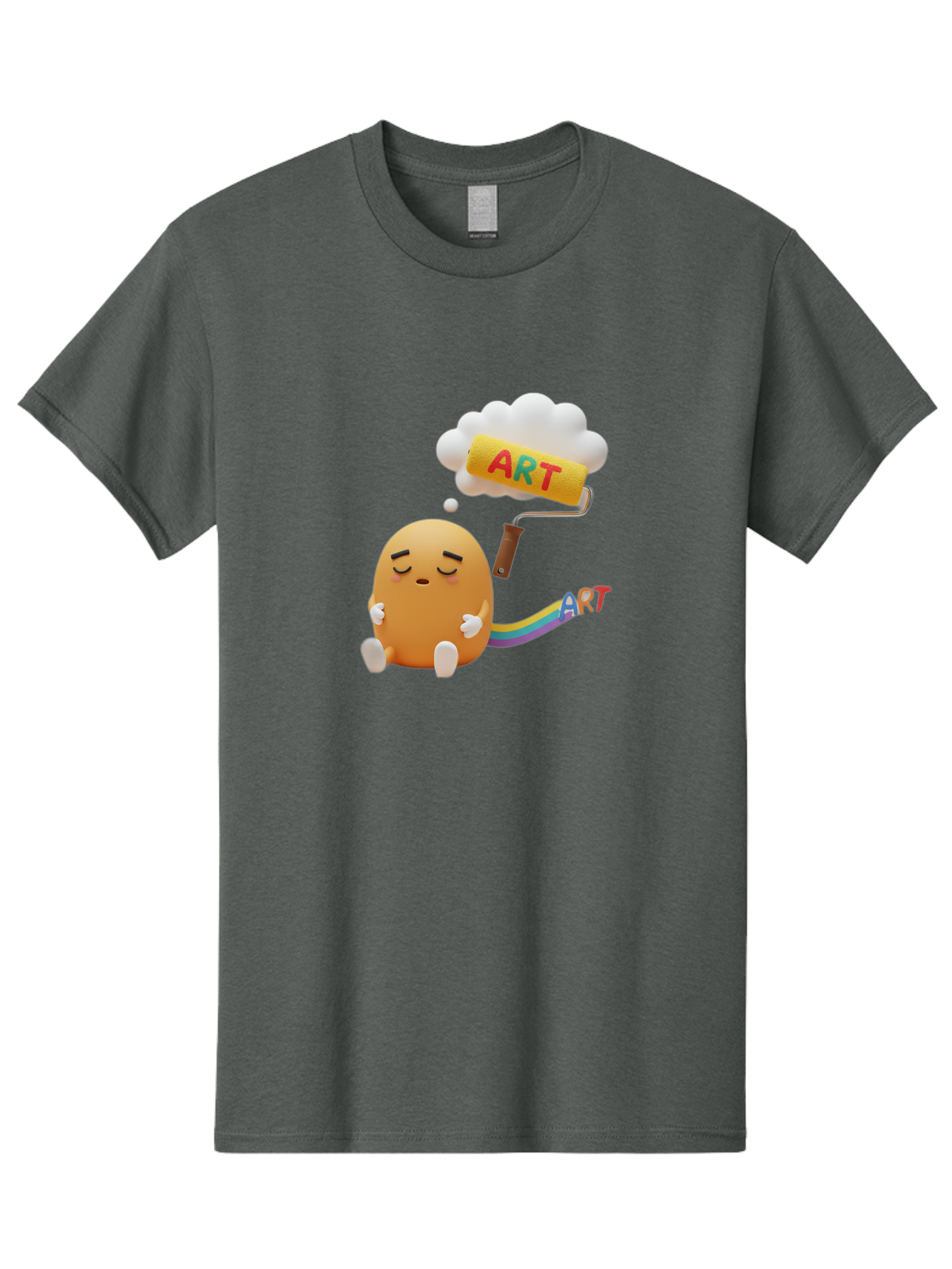 Art Men'S Graphic Tee, 100% Cotton, Comfortable Casual Summer Wear, Machine Washable, Cartoon Character, Creativity Unleashed, Dreamy Thoughts, Paint Roller, Colorful Art, Imagination, Artistic Expression, Vibrant Colors Bac587 8