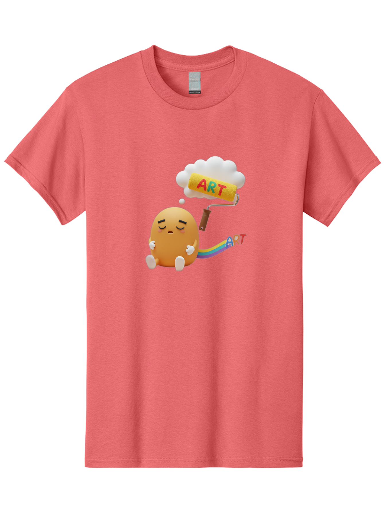Art Men'S Graphic Tee, 100% Cotton, Comfortable Casual Summer Wear, Machine Washable, Cartoon Character, Creativity Unleashed, Dreamy Thoughts, Paint Roller, Colorful Art, Imagination, Artistic Expression, Vibrant Colors Bac587 10