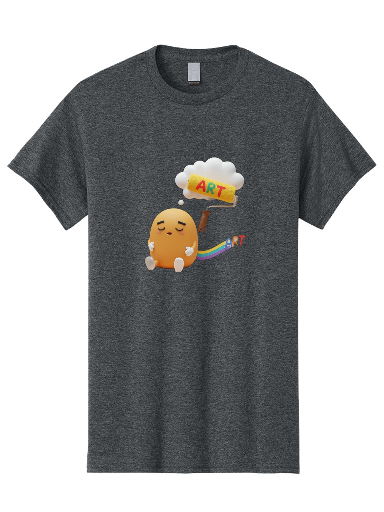 Art Men'S Graphic Tee, 100% Cotton, Comfortable Casual Summer Wear, Machine Washable, Cartoon Character, Creativity Unleashed, Dreamy Thoughts, Paint Roller, Colorful Art, Imagination, Artistic Expression, Vibrant Colors Bac587 8