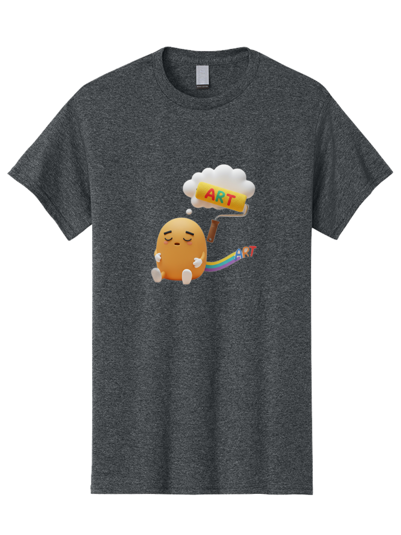 Art Men'S Graphic Tee, 100% Cotton, Comfortable Casual Summer Wear, Machine Washable, Cartoon Character, Creativity Unleashed, Dreamy Thoughts, Paint Roller, Colorful Art, Imagination, Artistic Expression, Vibrant Colors Bac587 6