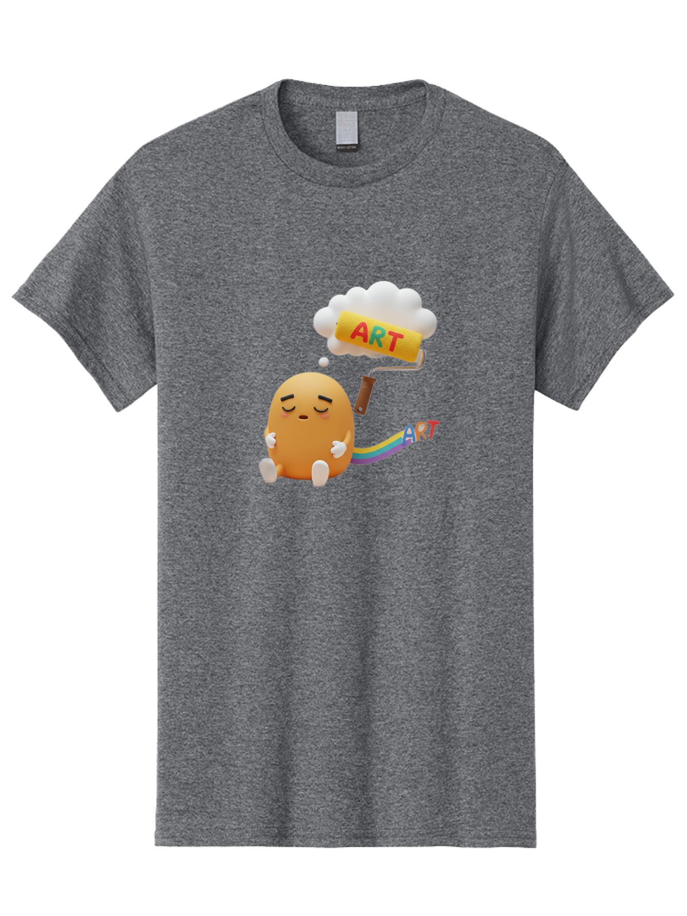 Art Men'S Graphic Tee, 100% Cotton, Comfortable Casual Summer Wear, Machine Washable, Cartoon Character, Creativity Unleashed, Dreamy Thoughts, Paint Roller, Colorful Art, Imagination, Artistic Expression, Vibrant Colors Bac587 12
