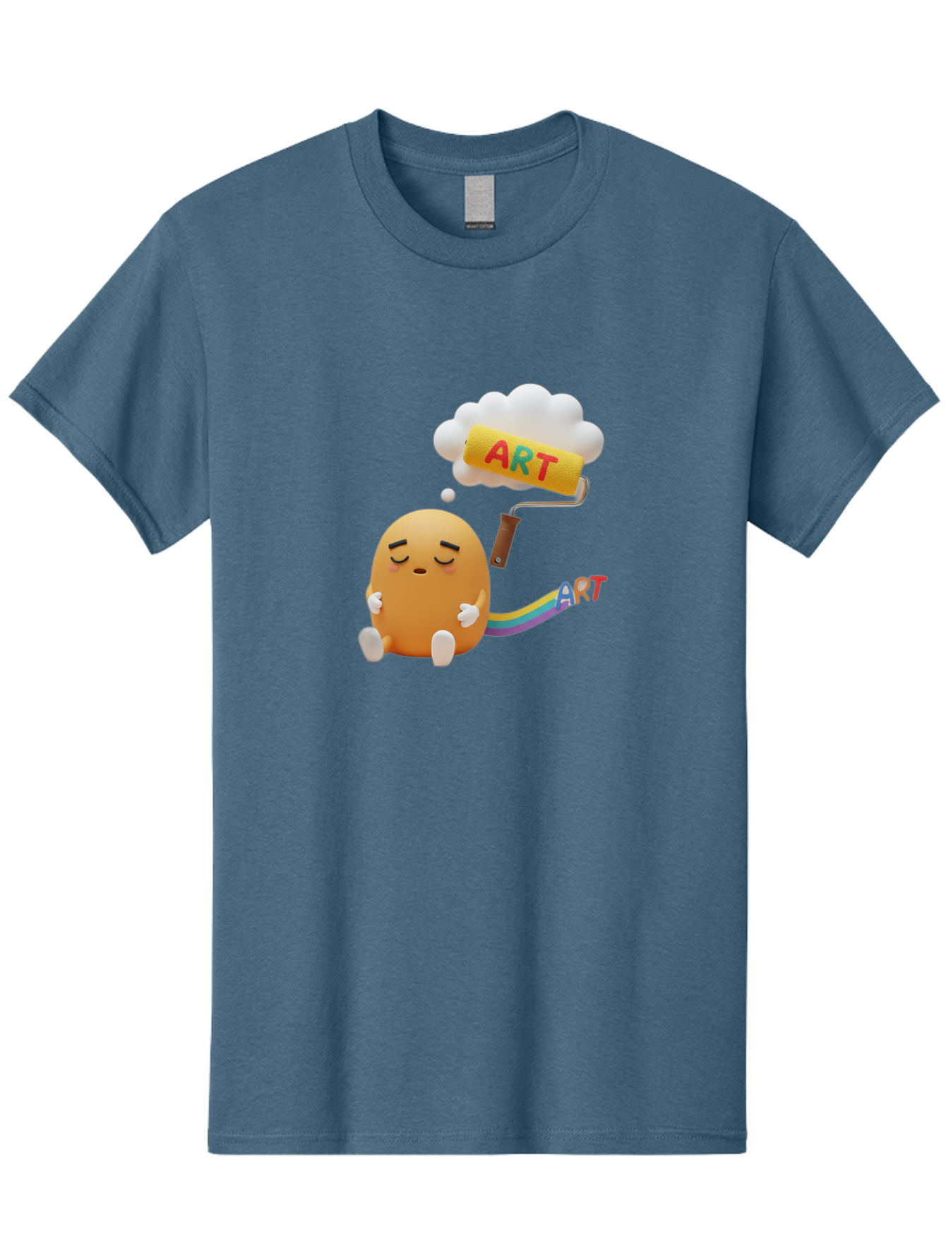 Art Men'S Graphic Tee, 100% Cotton, Comfortable Casual Summer Wear, Machine Washable, Cartoon Character, Creativity Unleashed, Dreamy Thoughts, Paint Roller, Colorful Art, Imagination, Artistic Expression, Vibrant Colors Bac587 3