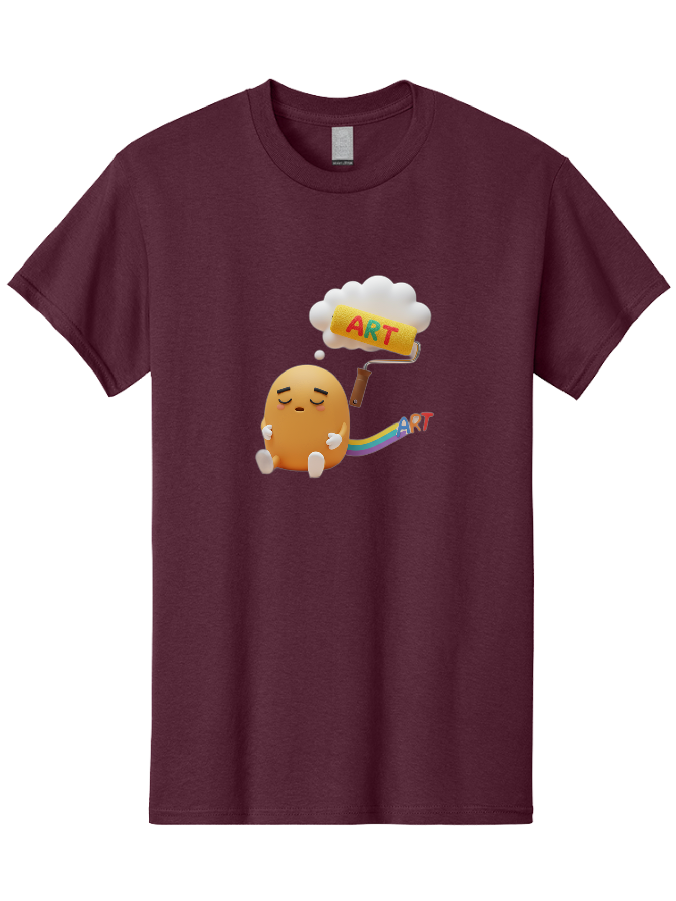 Art Men'S Graphic Tee, 100% Cotton, Comfortable Casual Summer Wear, Machine Washable, Cartoon Character, Creativity Unleashed, Dreamy Thoughts, Paint Roller, Colorful Art, Imagination, Artistic Expression, Vibrant Colors Bac587 9