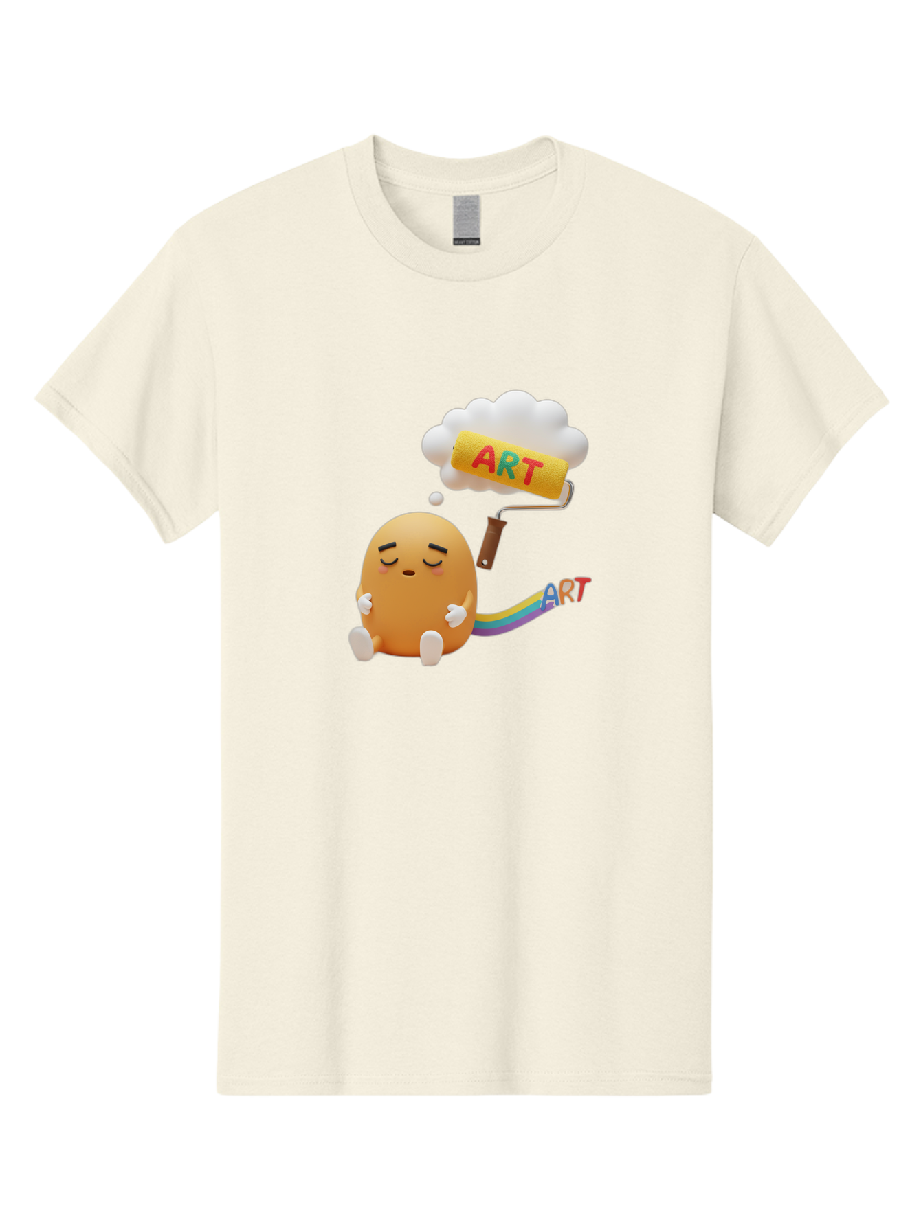 Art Men'S Graphic Tee, 100% Cotton, Comfortable Casual Summer Wear, Machine Washable, Cartoon Character, Creativity Unleashed, Dreamy Thoughts, Paint Roller, Colorful Art, Imagination, Artistic Expression, Vibrant Colors Bac587 5
