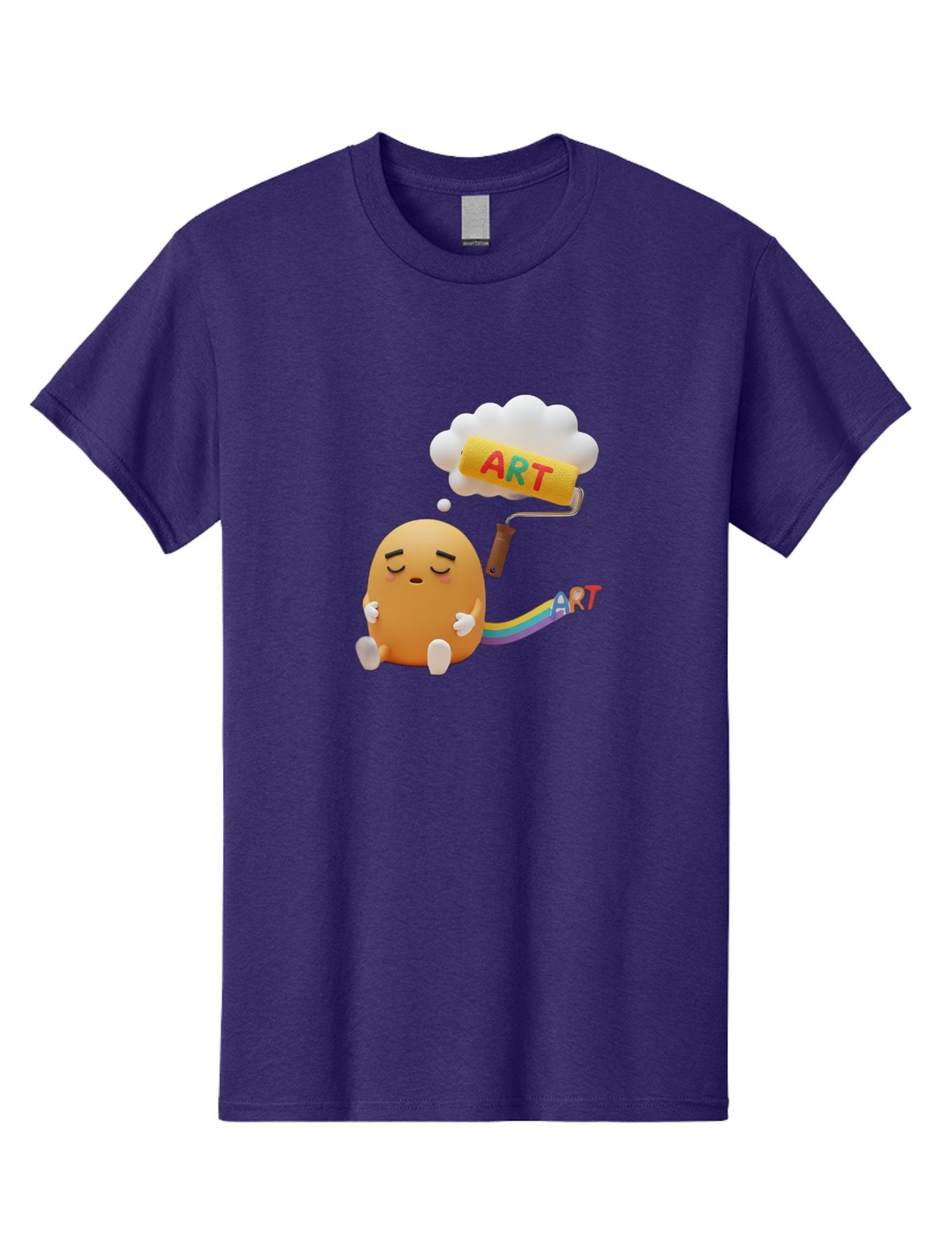 Art Men'S Graphic Tee, 100% Cotton, Comfortable Casual Summer Wear, Machine Washable, Cartoon Character, Creativity Unleashed, Dreamy Thoughts, Paint Roller, Colorful Art, Imagination, Artistic Expression, Vibrant Colors Bac587 15