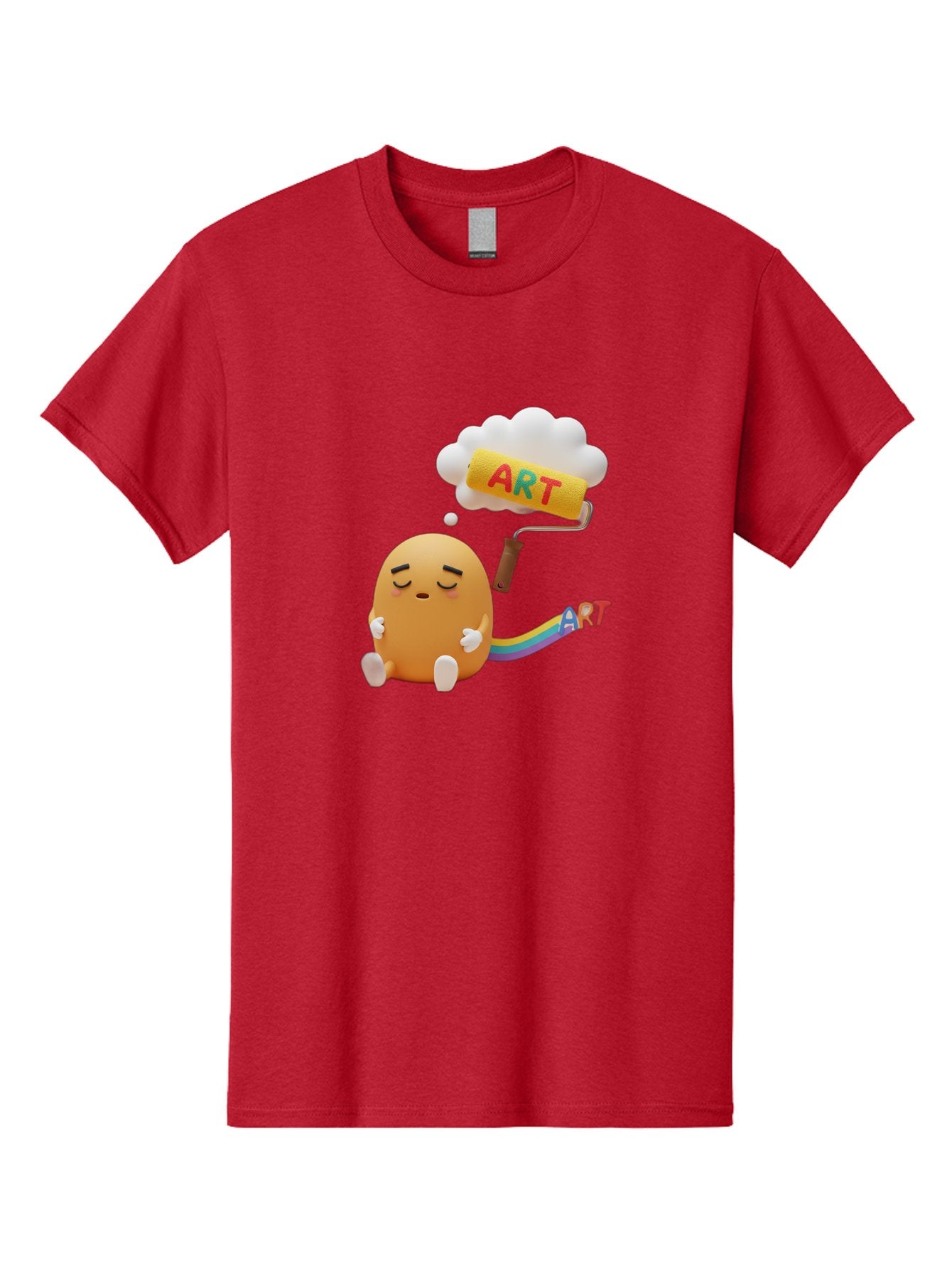 Art Men'S Graphic Tee, 100% Cotton, Comfortable Casual Summer Wear, Machine Washable, Cartoon Character, Creativity Unleashed, Dreamy Thoughts, Paint Roller, Colorful Art, Imagination, Artistic Expression, Vibrant Colors Bac587 10