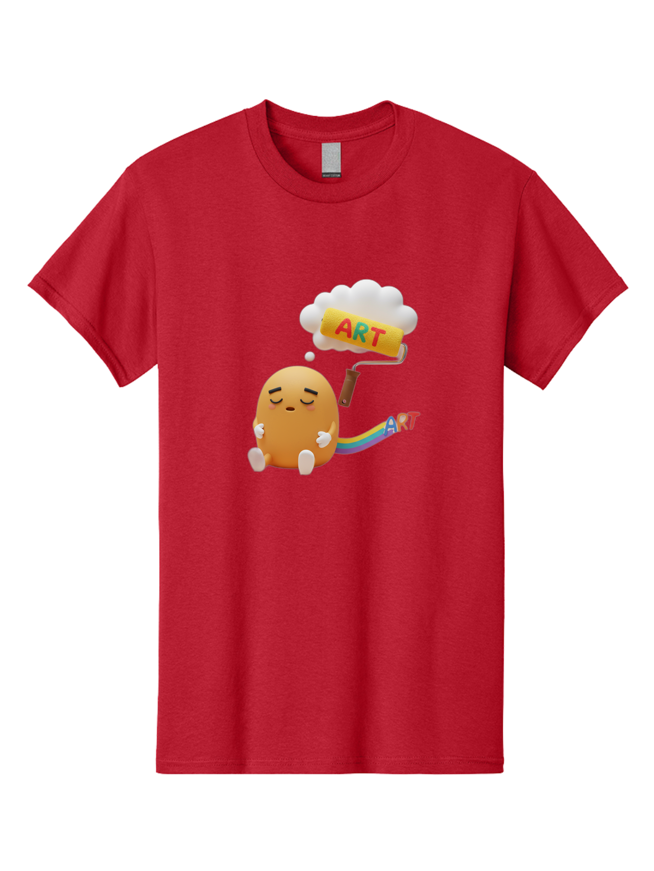 Art Men'S Graphic Tee, 100% Cotton, Comfortable Casual Summer Wear, Machine Washable, Cartoon Character, Creativity Unleashed, Dreamy Thoughts, Paint Roller, Colorful Art, Imagination, Artistic Expression, Vibrant Colors Bac587 14
