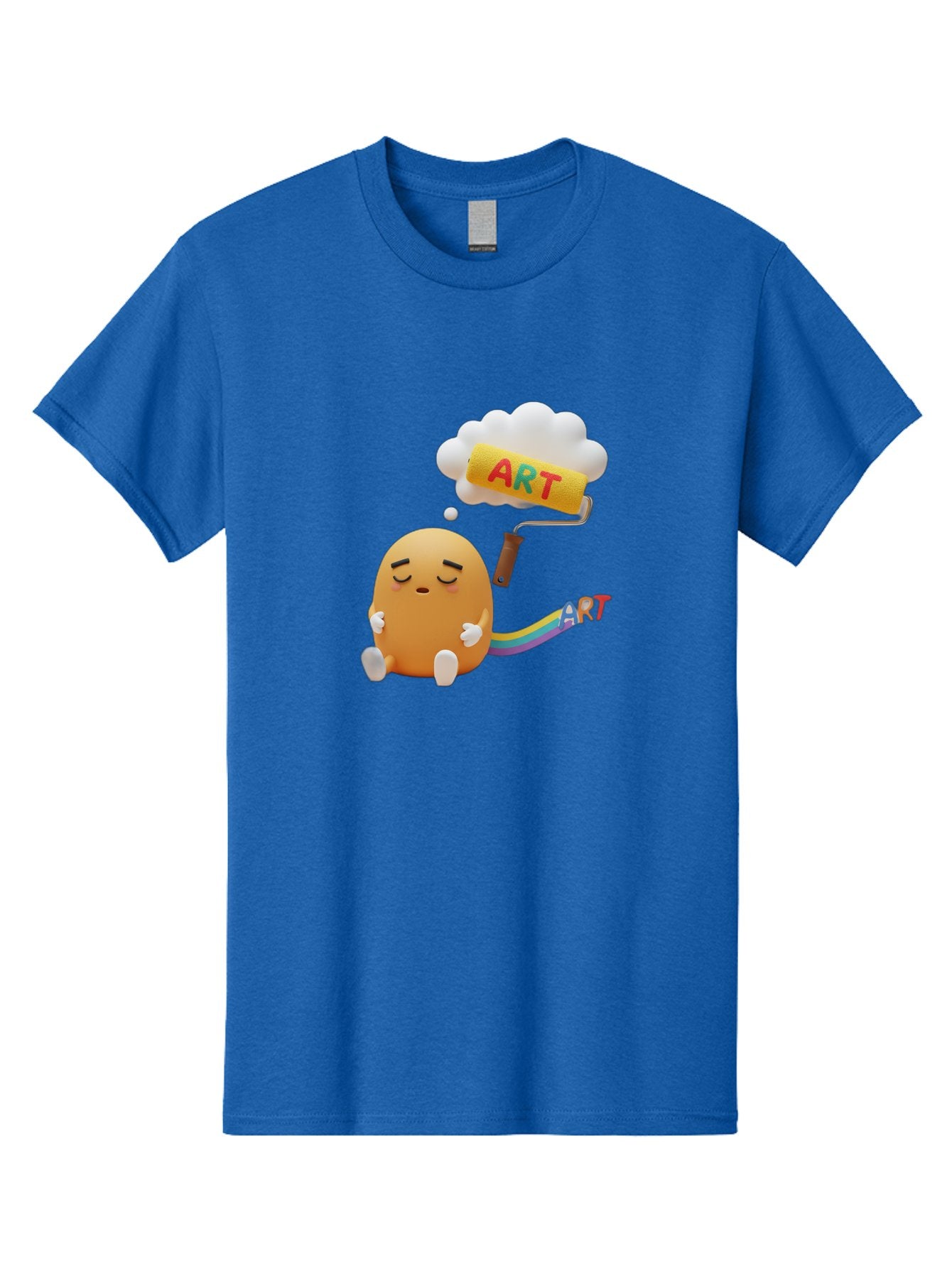 Art Men'S Graphic Tee, 100% Cotton, Comfortable Casual Summer Wear, Machine Washable, Cartoon Character, Creativity Unleashed, Dreamy Thoughts, Paint Roller, Colorful Art, Imagination, Artistic Expression, Vibrant Colors Bac587 7