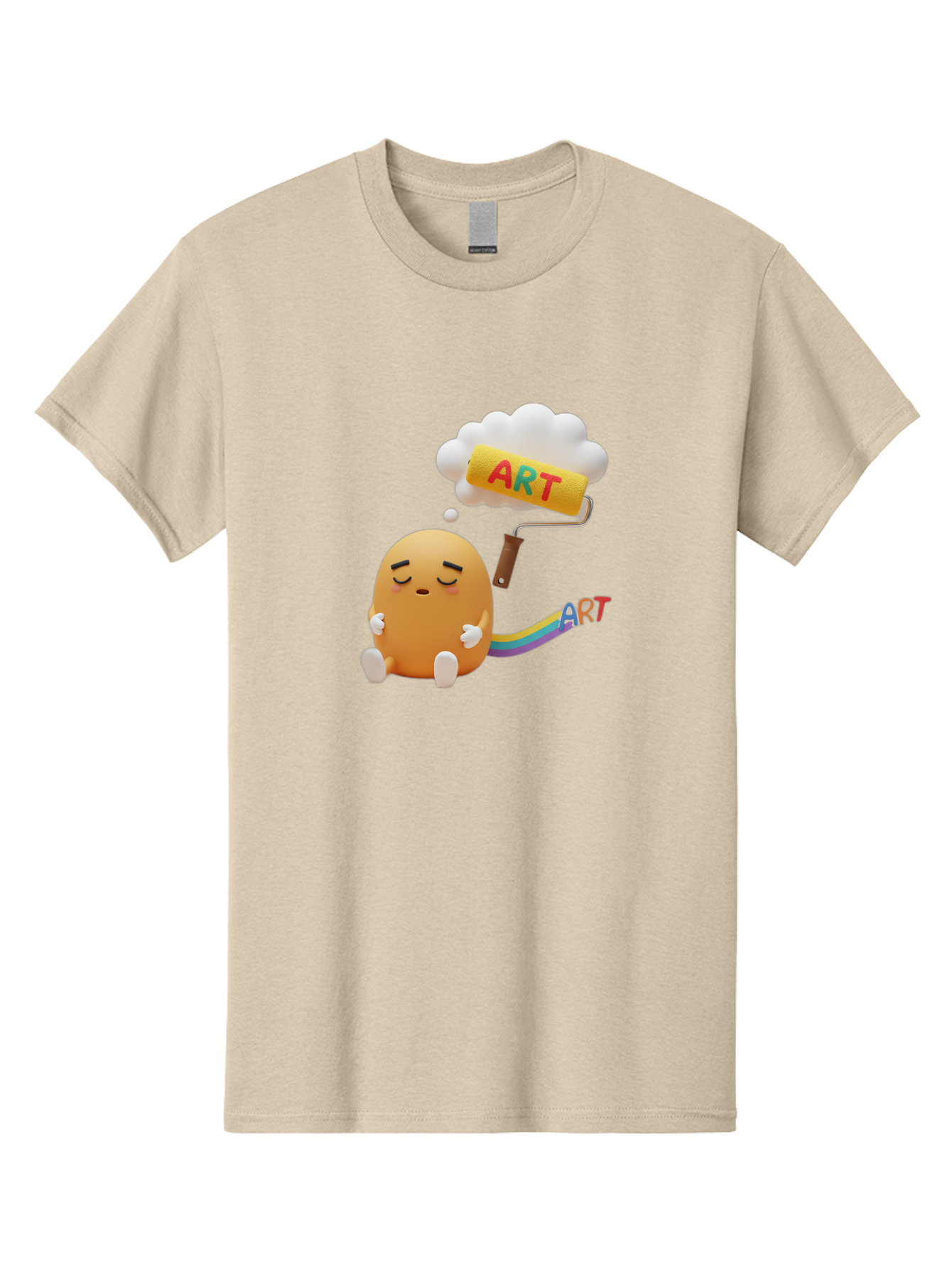 Art Men'S Graphic Tee, 100% Cotton, Comfortable Casual Summer Wear, Machine Washable, Cartoon Character, Creativity Unleashed, Dreamy Thoughts, Paint Roller, Colorful Art, Imagination, Artistic Expression, Vibrant Colors Bac587