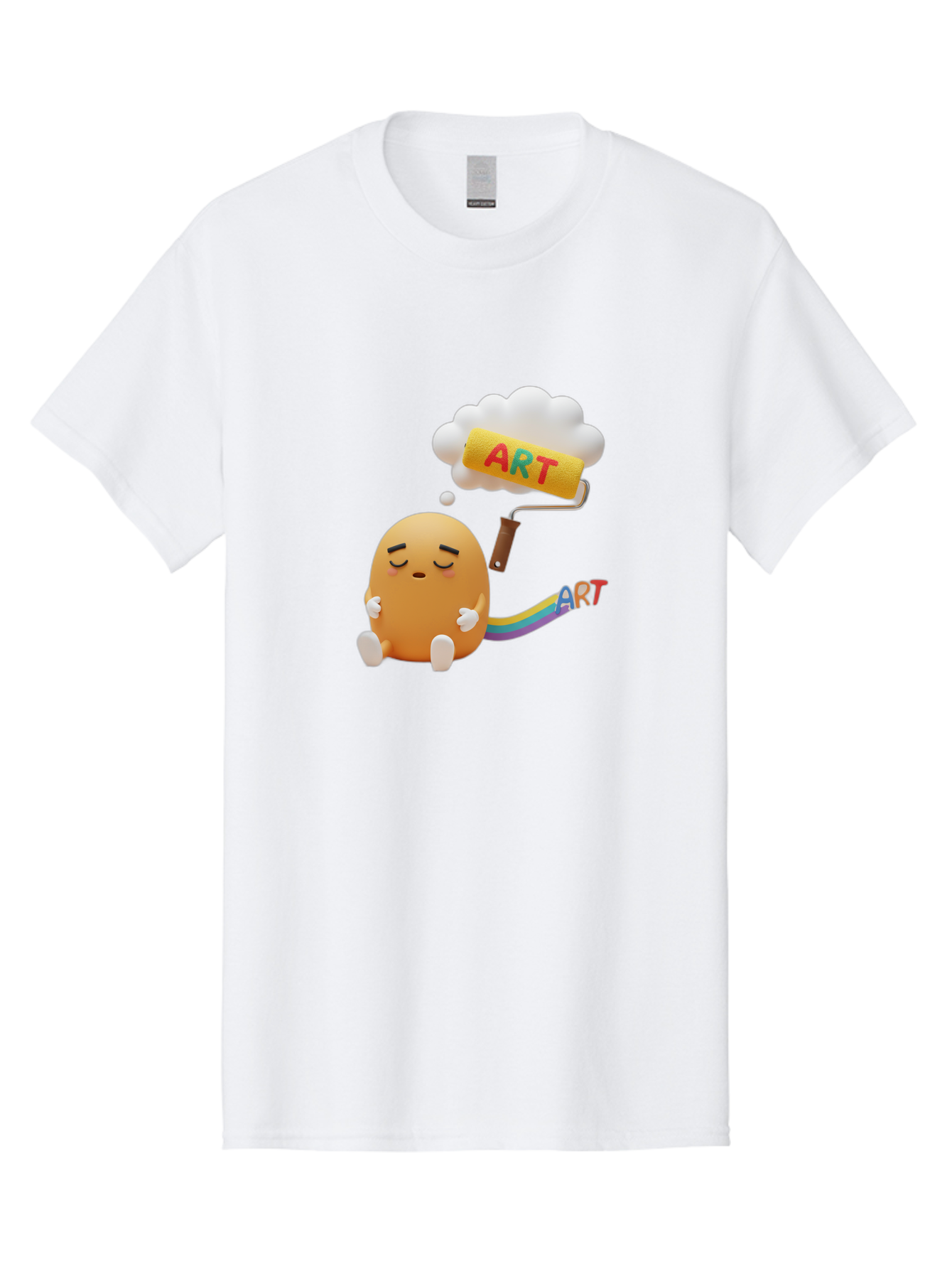 Art Men'S Graphic Tee, 100% Cotton, Comfortable Casual Summer Wear, Machine Washable, Cartoon Character, Creativity Unleashed, Dreamy Thoughts, Paint Roller, Colorful Art, Imagination, Artistic Expression, Vibrant Colors Bac587 11