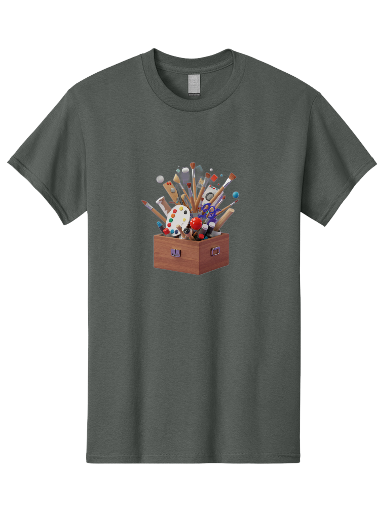 Artist-Toolbox Men'S Graphic Tee, 100% Cotton, Comfortable Casual Summer Wear, Machine Washable, Art Supplies, Paintbrushes, Palette, Paint Tubes, Creativity, Artistic Expression, Crafting, Diy, Art Studio, Painting Tools, Colorful Art Bac588 14