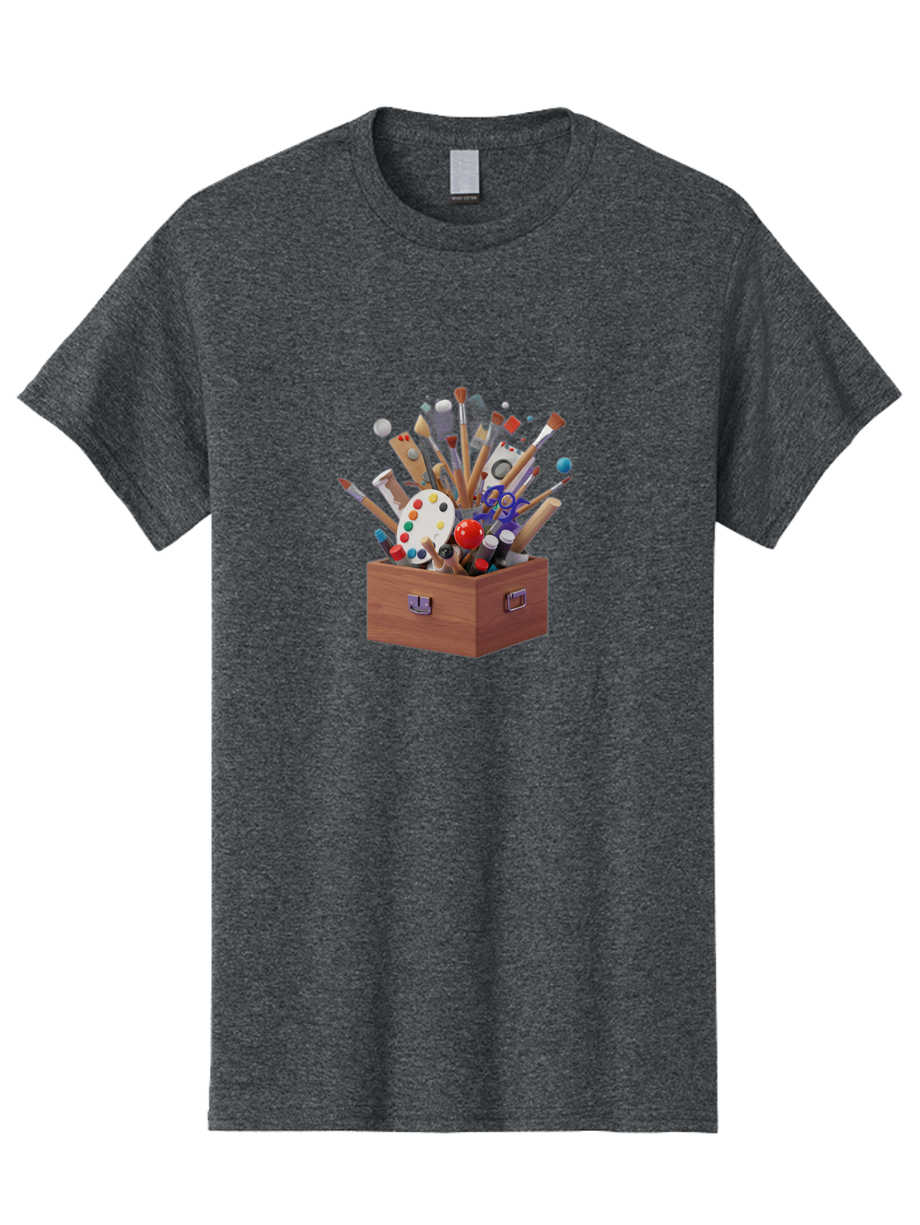 Artist-Toolbox Men'S Graphic Tee, 100% Cotton, Comfortable Casual Summer Wear, Machine Washable, Art Supplies, Paintbrushes, Palette, Paint Tubes, Creativity, Artistic Expression, Crafting, Diy, Art Studio, Painting Tools, Colorful Art Bac588 10