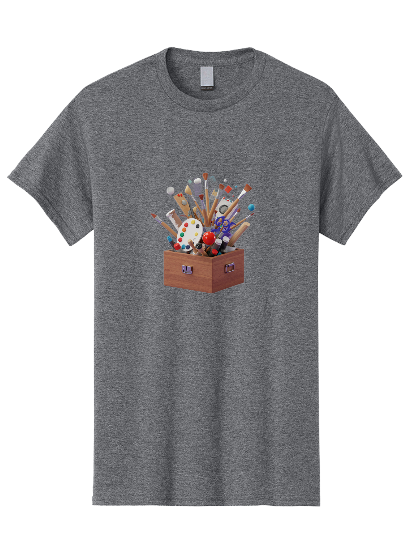 Artist-Toolbox Men'S Graphic Tee, 100% Cotton, Comfortable Casual Summer Wear, Machine Washable, Art Supplies, Paintbrushes, Palette, Paint Tubes, Creativity, Artistic Expression, Crafting, Diy, Art Studio, Painting Tools, Colorful Art Bac588 11
