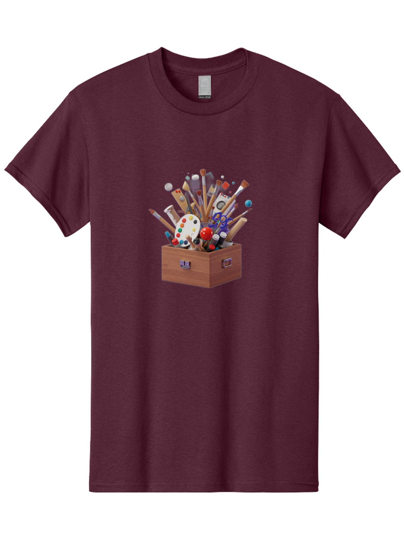 Artist-Toolbox Men'S Graphic Tee, 100% Cotton, Comfortable Casual Summer Wear, Machine Washable, Art Supplies, Paintbrushes, Palette, Paint Tubes, Creativity, Artistic Expression, Crafting, Diy, Art Studio, Painting Tools, Colorful Art Bac588 9