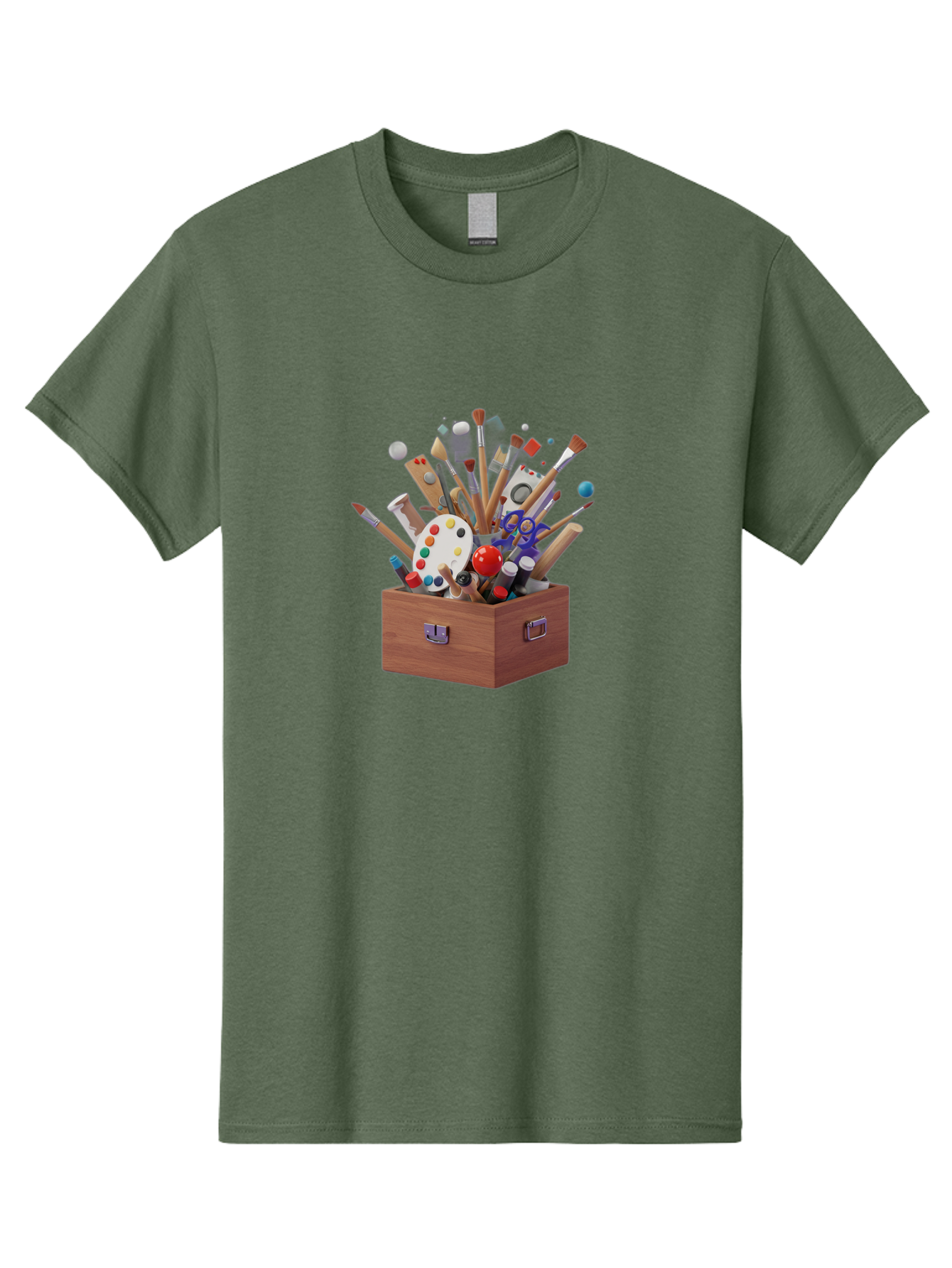 Artist-Toolbox Men'S Graphic Tee, 100% Cotton, Comfortable Casual Summer Wear, Machine Washable, Art Supplies, Paintbrushes, Palette, Paint Tubes, Creativity, Artistic Expression, Crafting, Diy, Art Studio, Painting Tools, Colorful Art Bac588 12