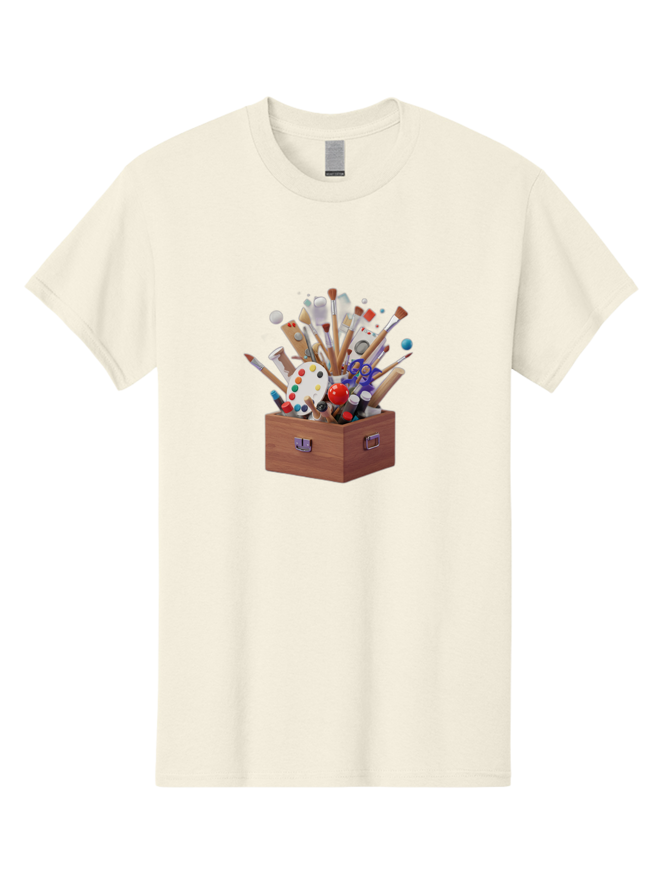 Artist-Toolbox Men'S Graphic Tee, 100% Cotton, Comfortable Casual Summer Wear, Machine Washable, Art Supplies, Paintbrushes, Palette, Paint Tubes, Creativity, Artistic Expression, Crafting, Diy, Art Studio, Painting Tools, Colorful Art Bac588 6