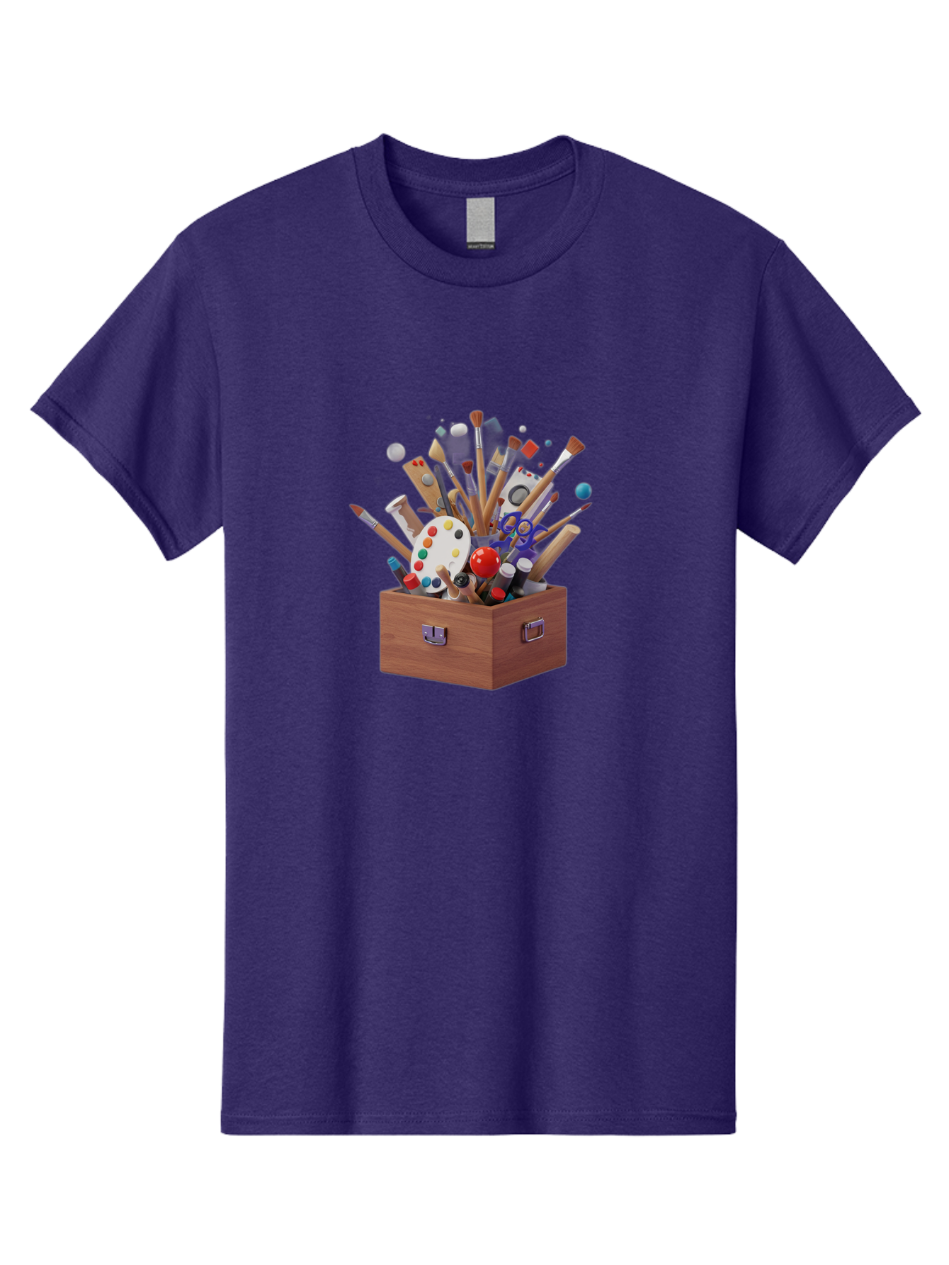Artist-Toolbox Men'S Graphic Tee, 100% Cotton, Comfortable Casual Summer Wear, Machine Washable, Art Supplies, Paintbrushes, Palette, Paint Tubes, Creativity, Artistic Expression, Crafting, Diy, Art Studio, Painting Tools, Colorful Art Bac588 3