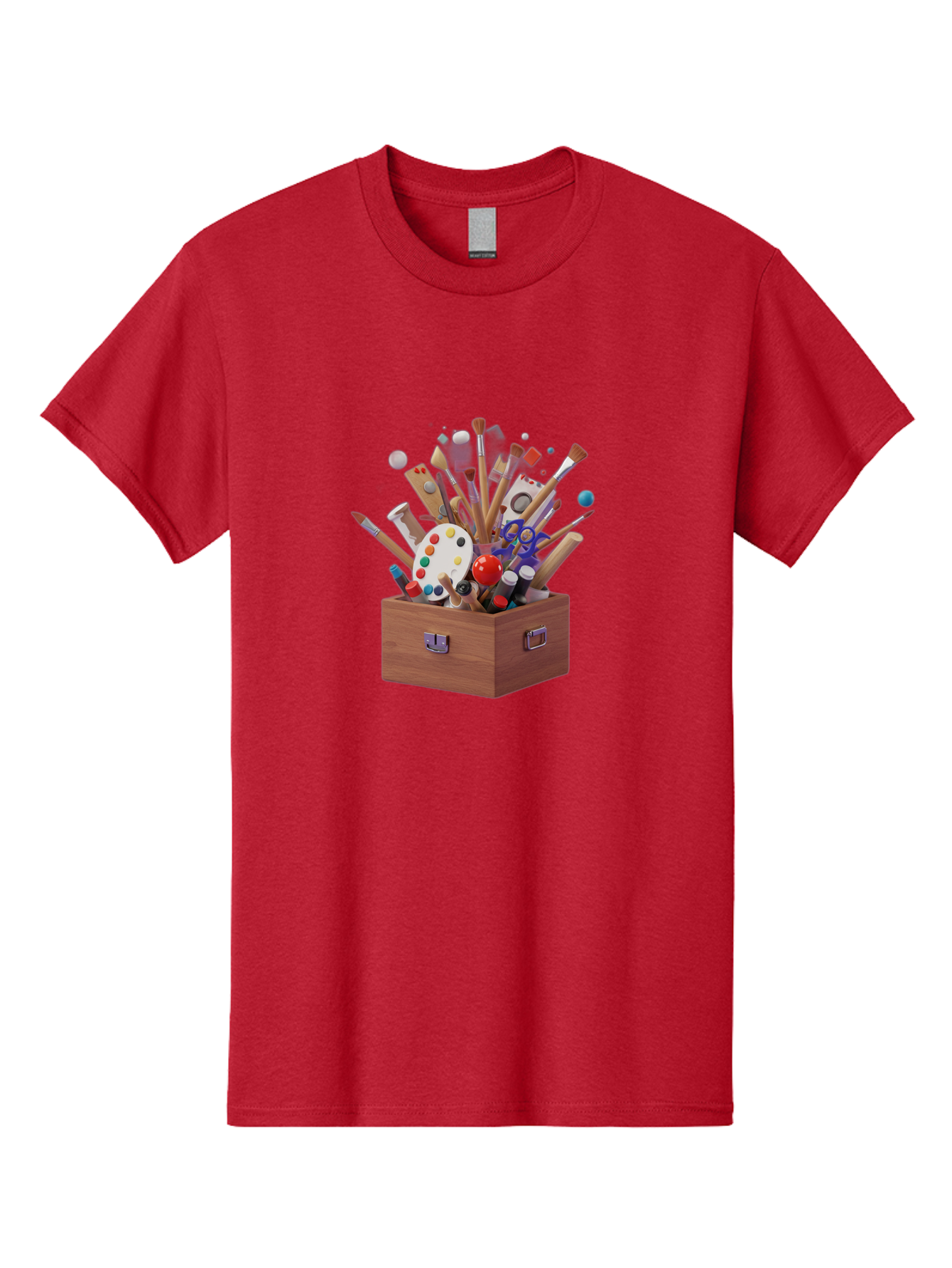 Artist-Toolbox Men'S Graphic Tee, 100% Cotton, Comfortable Casual Summer Wear, Machine Washable, Art Supplies, Paintbrushes, Palette, Paint Tubes, Creativity, Artistic Expression, Crafting, Diy, Art Studio, Painting Tools, Colorful Art Bac588 5