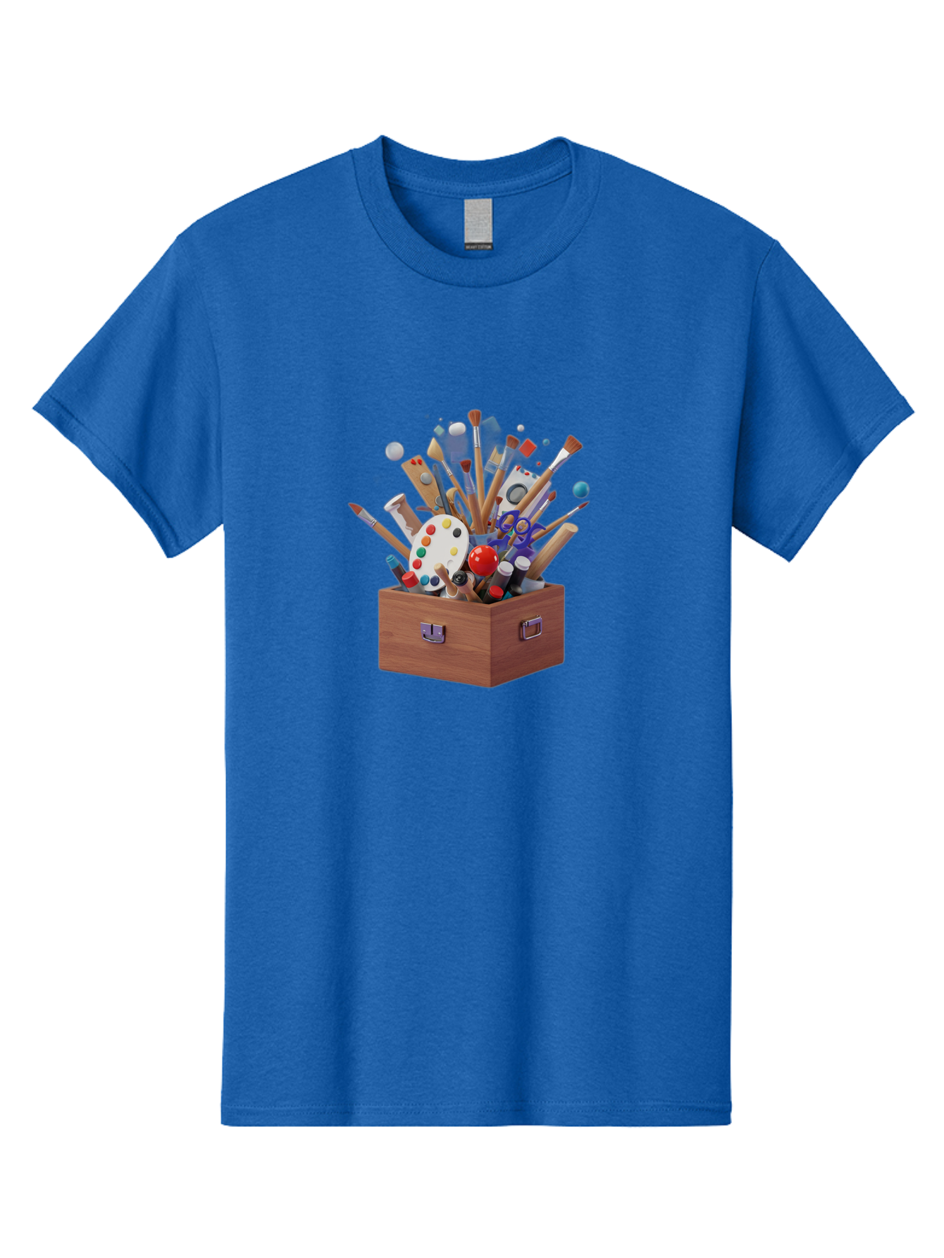 Artist-Toolbox Men'S Graphic Tee, 100% Cotton, Comfortable Casual Summer Wear, Machine Washable, Art Supplies, Paintbrushes, Palette, Paint Tubes, Creativity, Artistic Expression, Crafting, Diy, Art Studio, Painting Tools, Colorful Art Bac588 7
