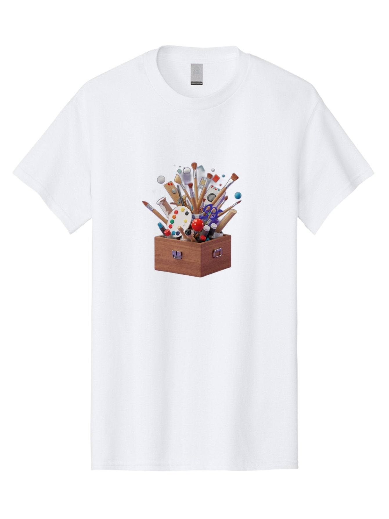 Artist-Toolbox Men'S Graphic Tee, 100% Cotton, Comfortable Casual Summer Wear, Machine Washable, Art Supplies, Paintbrushes, Palette, Paint Tubes, Creativity, Artistic Expression, Crafting, Diy, Art Studio, Painting Tools, Colorful Art Bac588 15