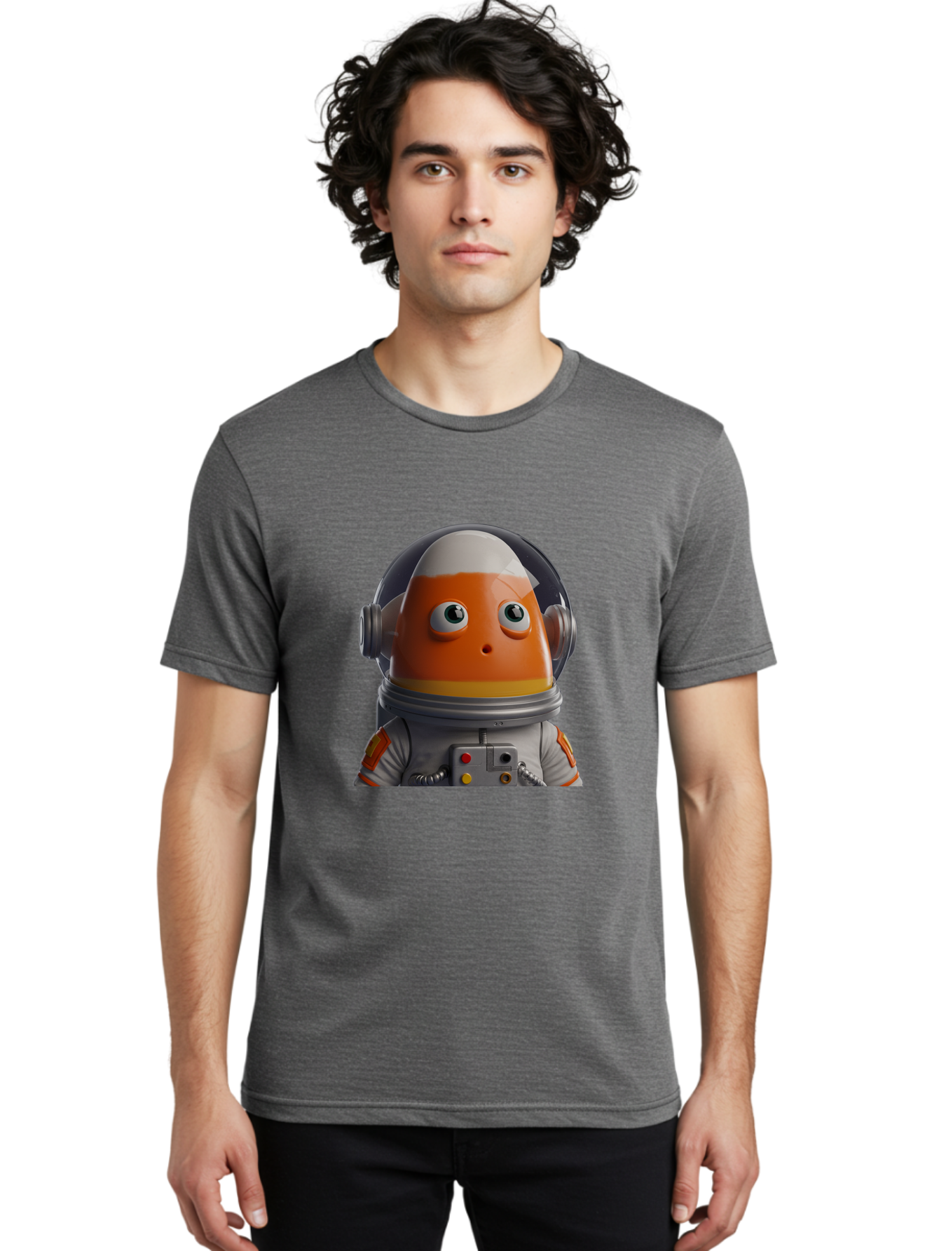 Astronaut-Fish Men'S Graphic Tee, 100% Cotton, Comfortable Casual Summer Wear, Machine Washable, Futuristic Astronaut, Candy-Themed Space Suit, Orange And White Colors, Cartoon-Style Character, Space Exploration, Sci-Fi Elements, Bac589 20