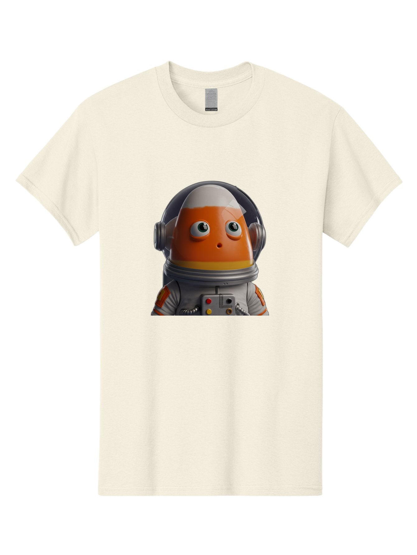 Astronaut-Fish Men'S Graphic Tee, 100% Cotton, Comfortable Casual Summer Wear, Machine Washable, Futuristic Astronaut, Candy-Themed Space Suit, Orange And White Colors, Cartoon-Style Character, Space Exploration, Sci-Fi Elements, Bac589 3