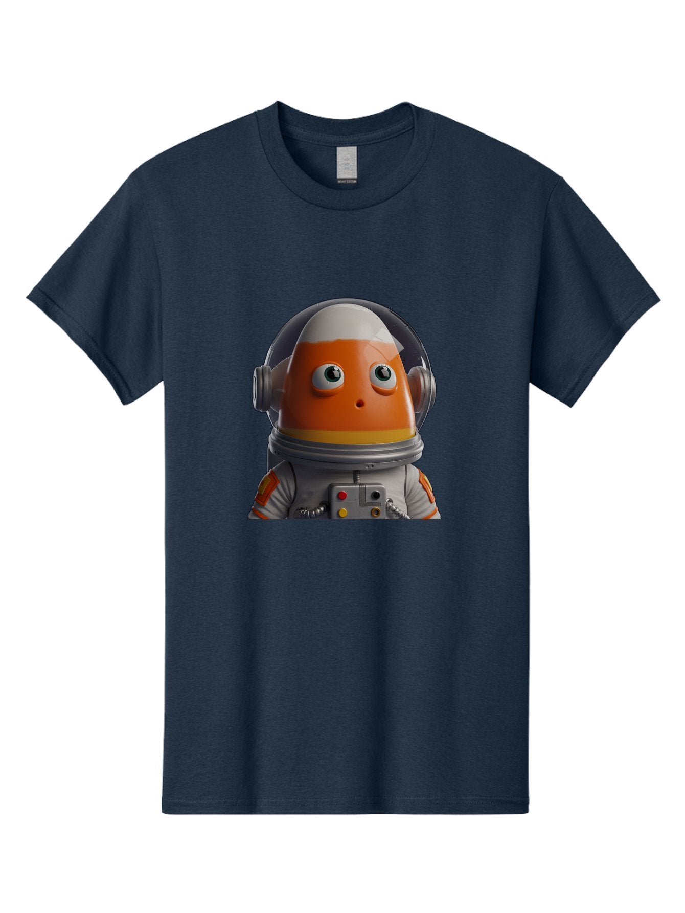 Astronaut-Fish Men'S Graphic Tee, 100% Cotton, Comfortable Casual Summer Wear, Machine Washable, Futuristic Astronaut, Candy-Themed Space Suit, Orange And White Colors, Cartoon-Style Character, Space Exploration, Sci-Fi Elements, Bac589