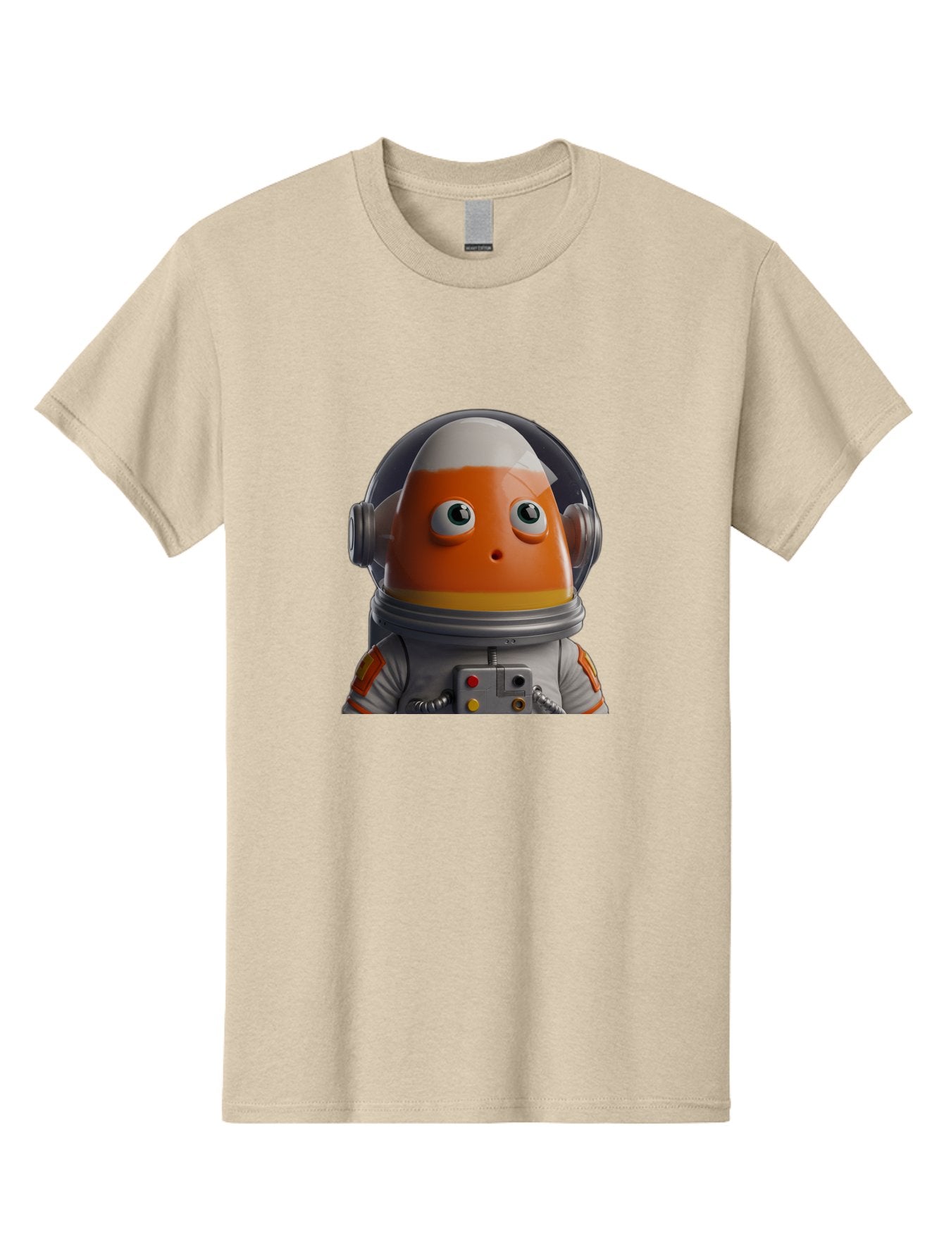 Astronaut-Fish Men'S Graphic Tee, 100% Cotton, Comfortable Casual Summer Wear, Machine Washable, Futuristic Astronaut, Candy-Themed Space Suit, Orange And White Colors, Cartoon-Style Character, Space Exploration, Sci-Fi Elements, Bac589