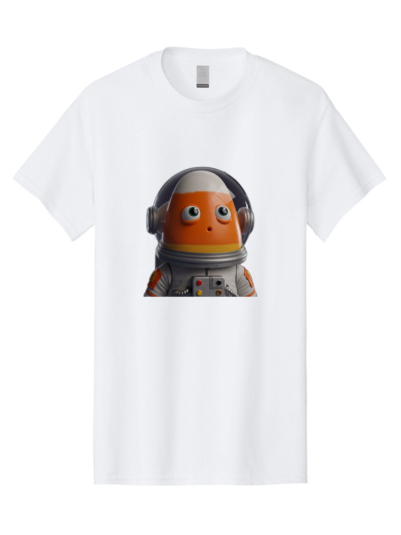 Astronaut-Fish Men'S Graphic Tee, 100% Cotton, Comfortable Casual Summer Wear, Machine Washable, Futuristic Astronaut, Candy-Themed Space Suit, Orange And White Colors, Cartoon-Style Character, Space Exploration, Sci-Fi Elements, Bac589 5