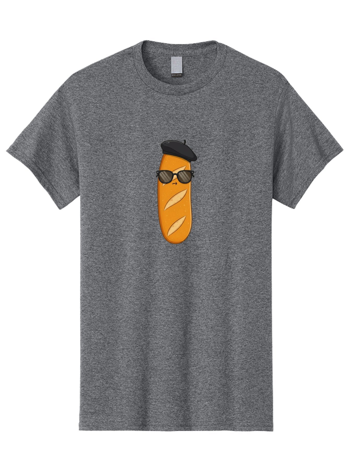 Baguette-Character-1 Men'S Graphic Tee, 100% Cotton, Comfortable Casual Summer Wear, Machine Washable, Cartoon Baguette, Sunglasses, Beret, French Bread, Cute Character, Funny Meme, Cartoon Style, Bread Character, Quirky Design, Bac590 3