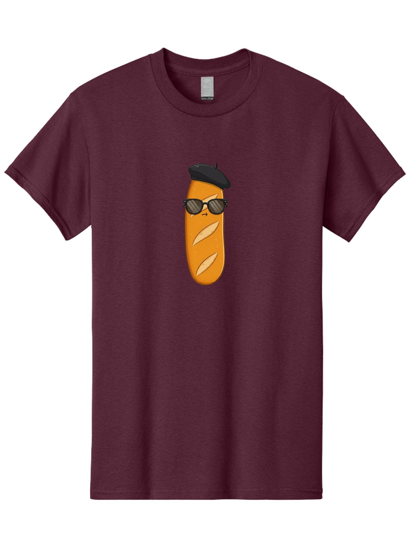 Baguette-Character-1 Men'S Graphic Tee, 100% Cotton, Comfortable Casual Summer Wear, Machine Washable, Cartoon Baguette, Sunglasses, Beret, French Bread, Cute Character, Funny Meme, Cartoon Style, Bread Character, Quirky Design, Bac590 4