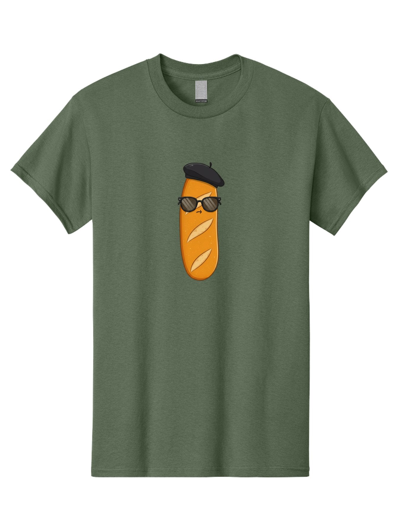 Baguette-Character-1 Men'S Graphic Tee, 100% Cotton, Comfortable Casual Summer Wear, Machine Washable, Cartoon Baguette, Sunglasses, Beret, French Bread, Cute Character, Funny Meme, Cartoon Style, Bread Character, Quirky Design, Bac590 14