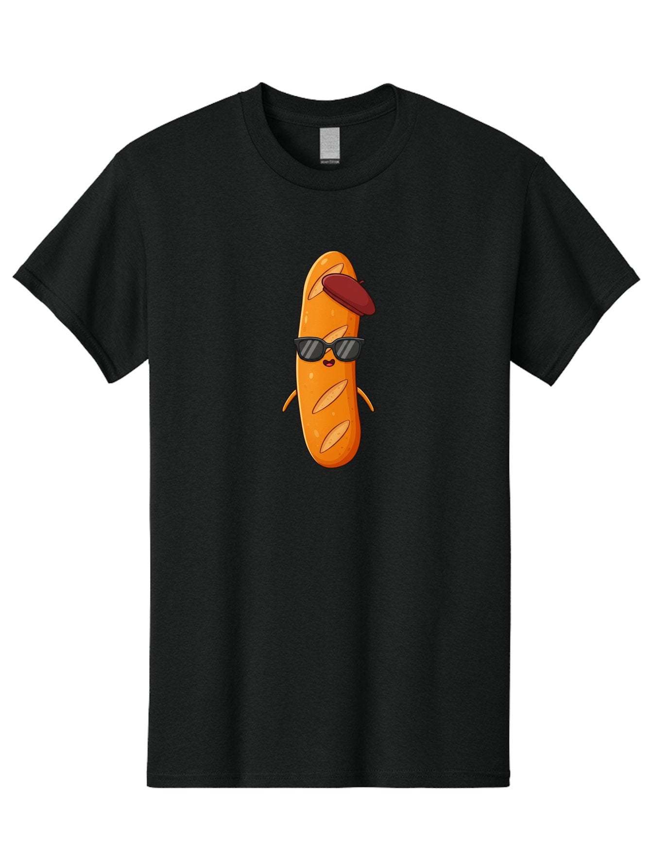 Baguette-Character Men'S Graphic Tee, 100% Cotton, Comfortable Casual Summer Wear, Machine Washable, Cartoon Baguette, Anthropomorphic Bread, Sunglasses, Beret, Cute Character, Funny Mascot, Quirky Illustration, Kawaii Food, Humorous Design, Bac591 9