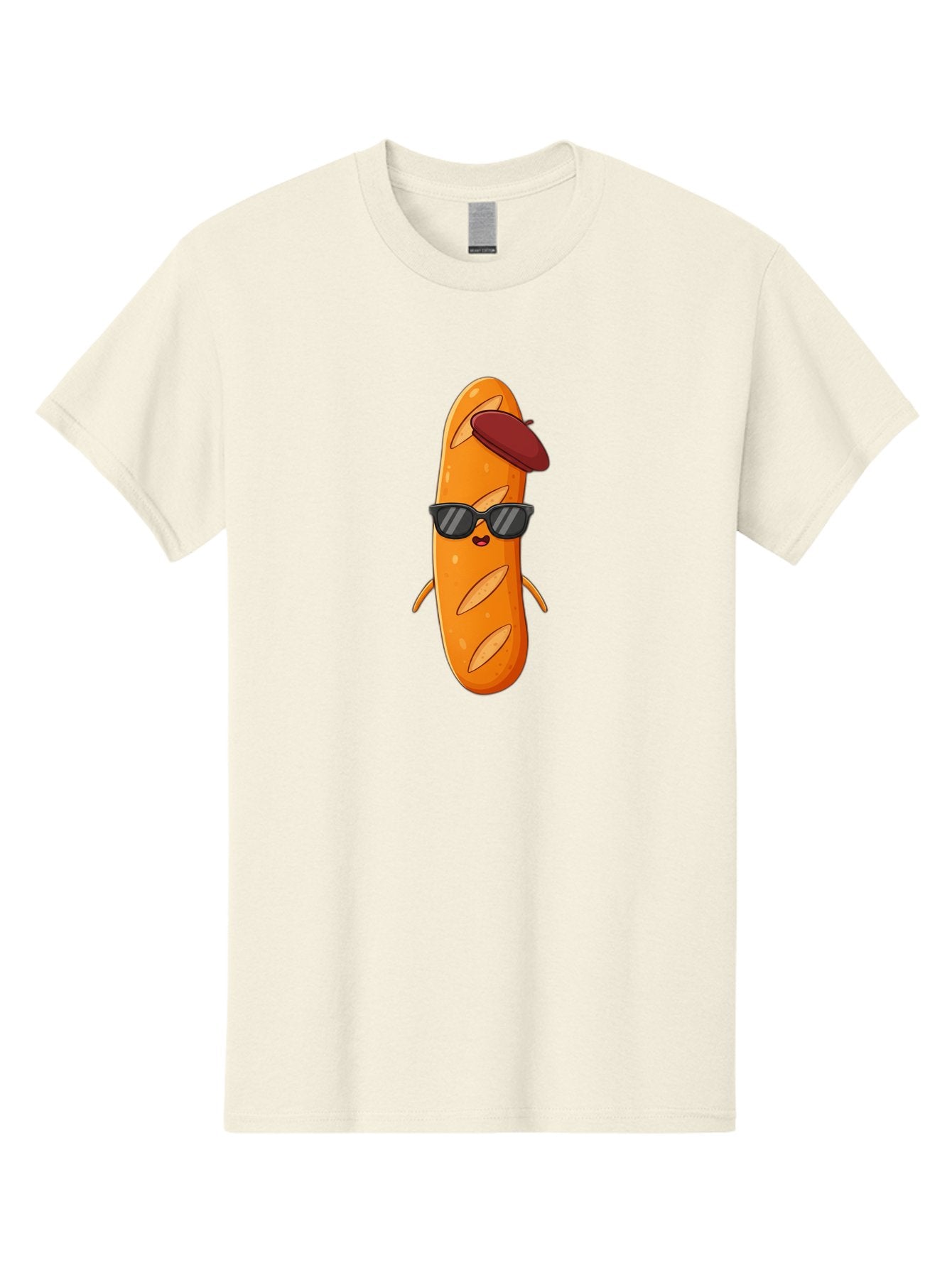 Baguette-Character Men'S Graphic Tee, 100% Cotton, Comfortable Casual Summer Wear, Machine Washable, Cartoon Baguette, Anthropomorphic Bread, Sunglasses, Beret, Cute Character, Funny Mascot, Quirky Illustration, Kawaii Food, Humorous Design, Bac591 14
