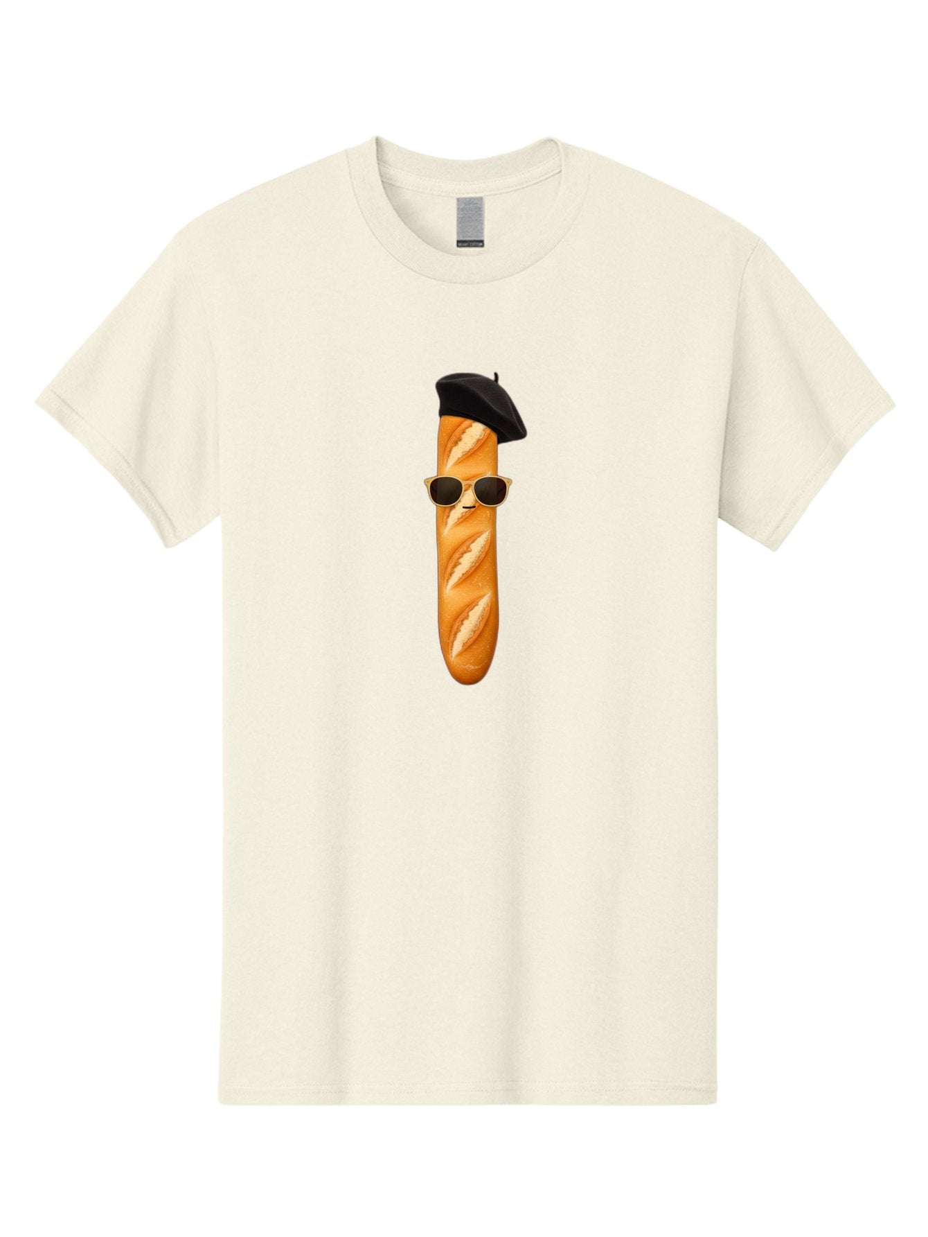 Baguette-With-Sunglasses-And-Beret-1 Men'S Graphic Tee, 100% Cotton, Comfortable Casual Summer Wear, Machine Washable, Baguette With Sunglasses, French Bread, Beret Hat, Cool Baguette, Cartoon Character, Funny Food, Charismatic Bread, Bac594 11