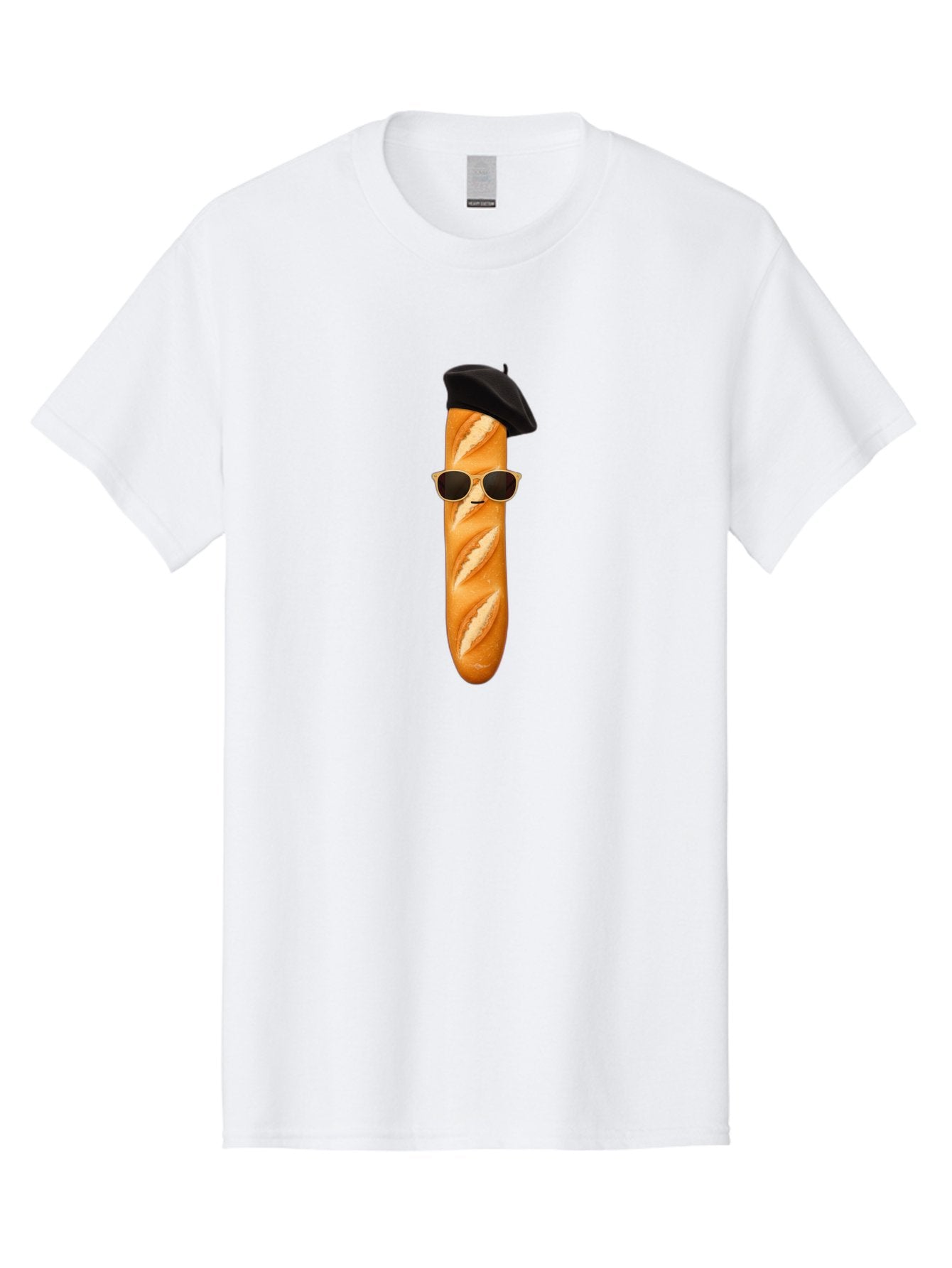 Baguette-With-Sunglasses-And-Beret-1 Men'S Graphic Tee, 100% Cotton, Comfortable Casual Summer Wear, Machine Washable, Baguette With Sunglasses, French Bread, Beret Hat, Cool Baguette, Cartoon Character, Funny Food, Charismatic Bread, Bac594 8