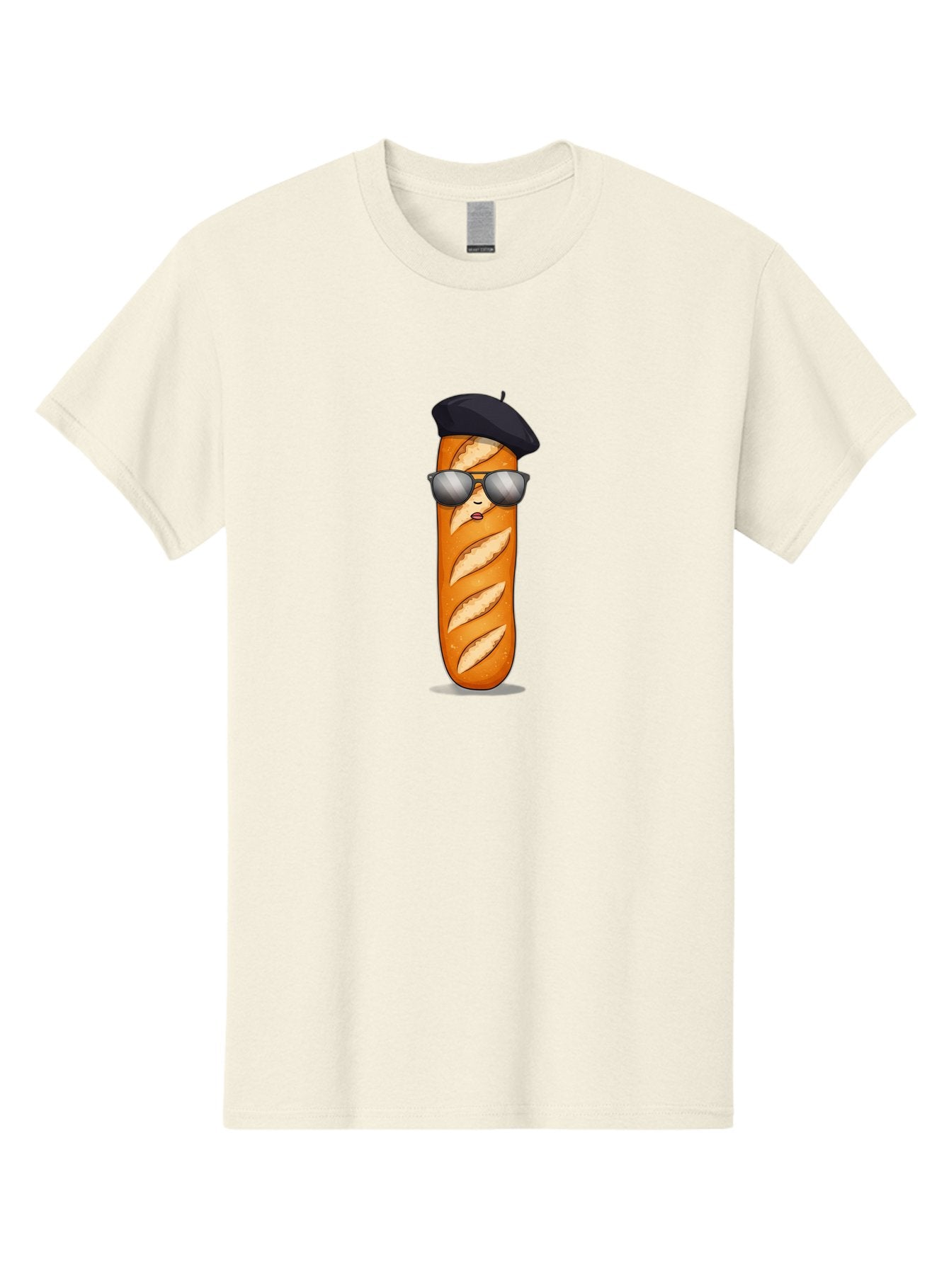 Baguette Men'S Graphic Tee, 100% Cotton, Comfortable Casual Summer Wear, Machine Washable, Cool Baguette, French Bread, Beret Hat, Trendy Sunglasses, Cartoon Character, Humorous Illustration, Funny Food Bac596 4