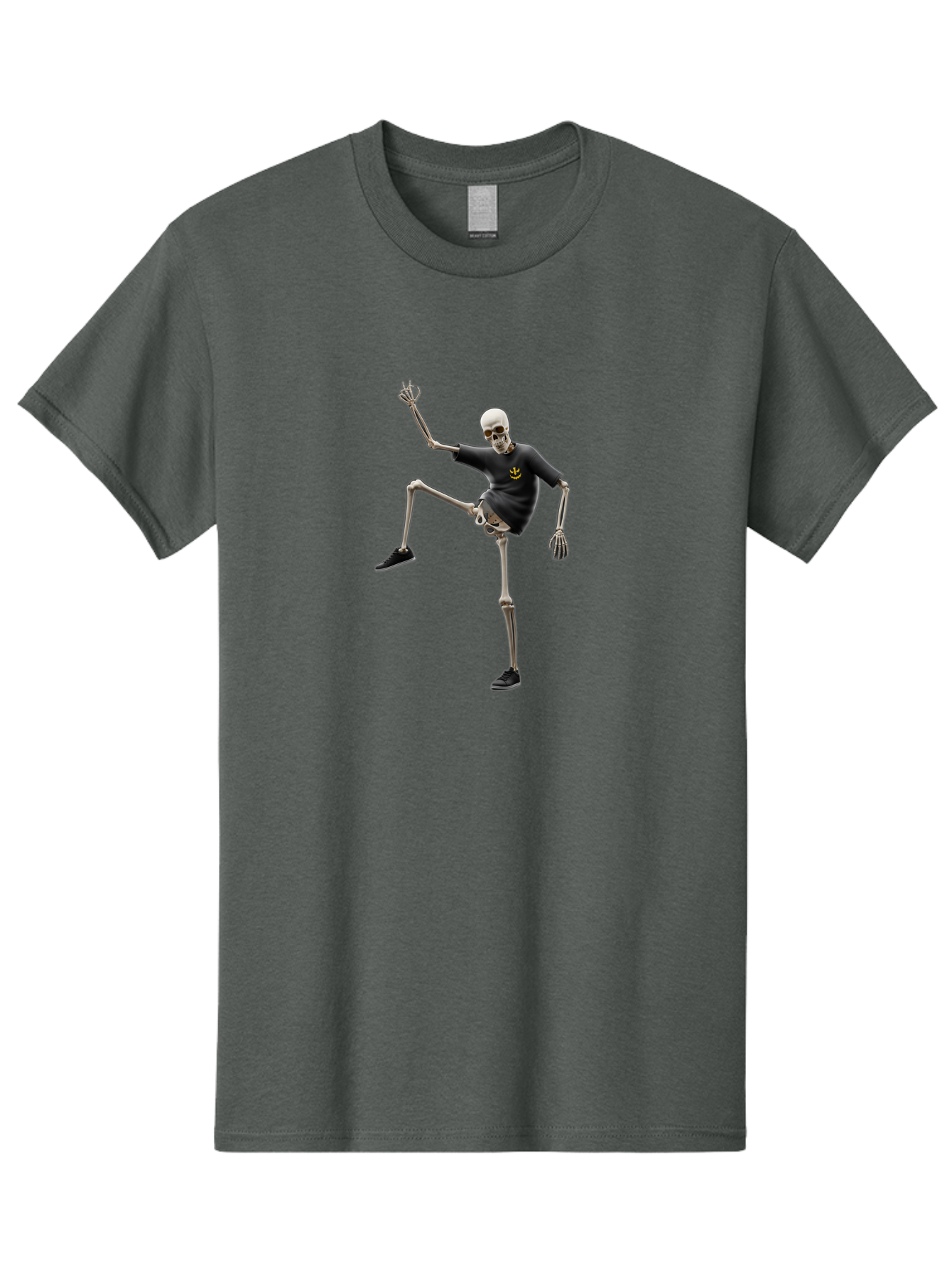 Bape-Skeleton Men'S Graphic Tee, 100% Cotton, Comfortable Casual Summer Wear, Machine Washable, Dancing Skeleton, Skeleton In T-Shirt, Yellow Logo, Dancing Pose, Black Shoes, Skeleton Illustration, Pop Culture, Fun, Quirky, Spooky, Playful, Bac597 3