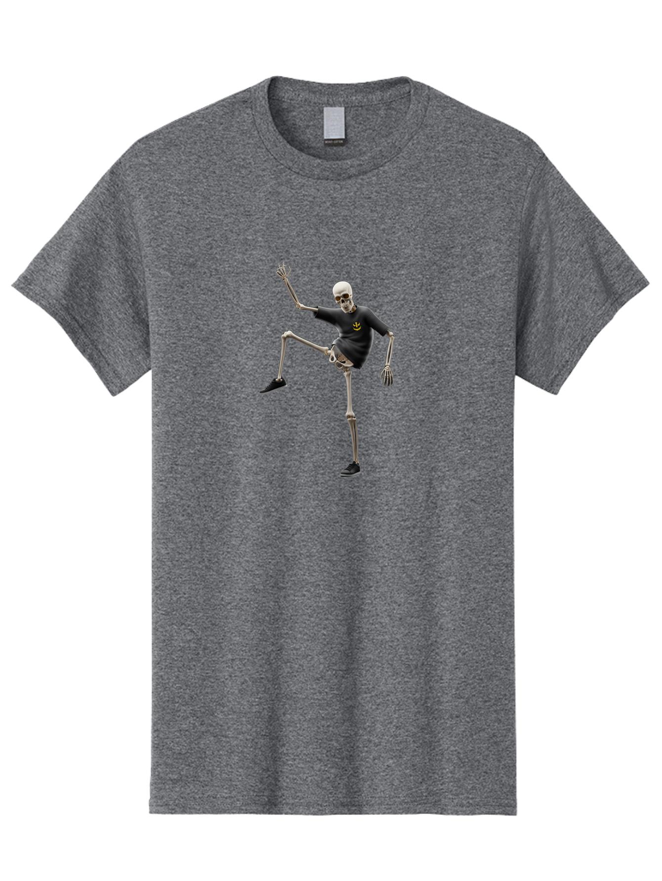 Bape-Skeleton Men'S Graphic Tee, 100% Cotton, Comfortable Casual Summer Wear, Machine Washable, Dancing Skeleton, Skeleton In T-Shirt, Yellow Logo, Dancing Pose, Black Shoes, Skeleton Illustration, Pop Culture, Fun, Quirky, Spooky, Playful, Bac597 10
