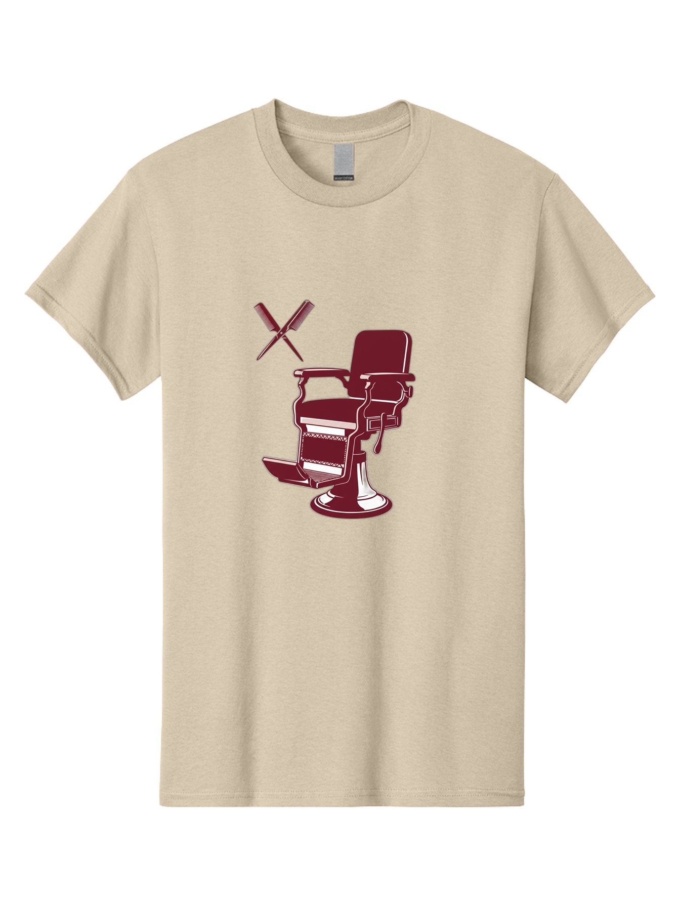 Barber-Chair Men'S Graphic Tee, 100% Cotton, Comfortable Casual Summer Wear, Machine Washable, Vintage Barber Chair, Retro Grooming, Classic Barber Shop, Barber Equipment, Haircutting Tools, Traditional Shaving, Iconic Barber Symbols, Bac601