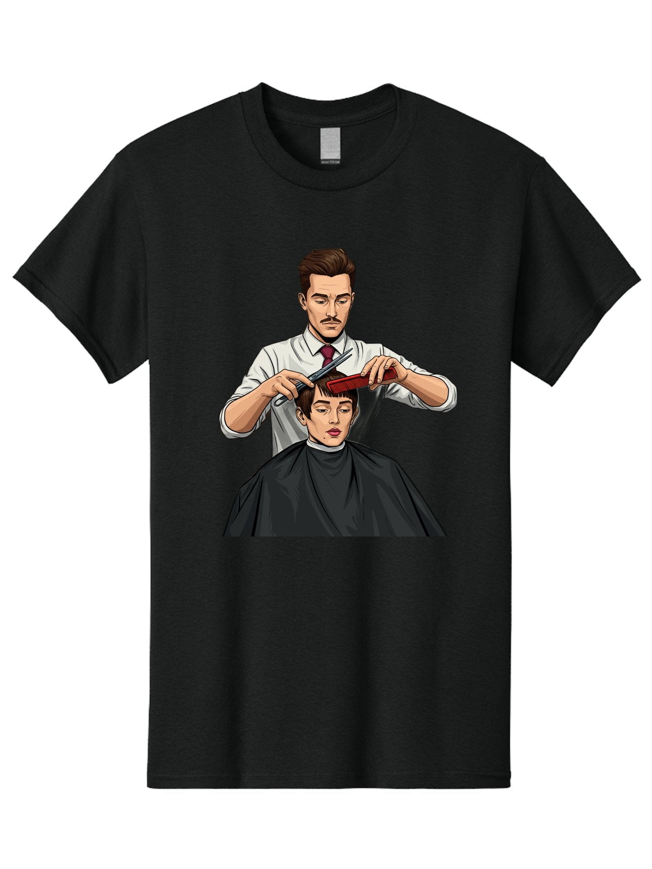 Barber-Cutting-Hair Men'S Graphic Tee, 100% Cotton, Comfortable Casual Summer Wear, Machine Washable, Barber Cutting Hair, Male Grooming, Haircut Service, Scissors And Comb, Stylish Haircut, Grooming Experience, Men'S Salon Bac602 15