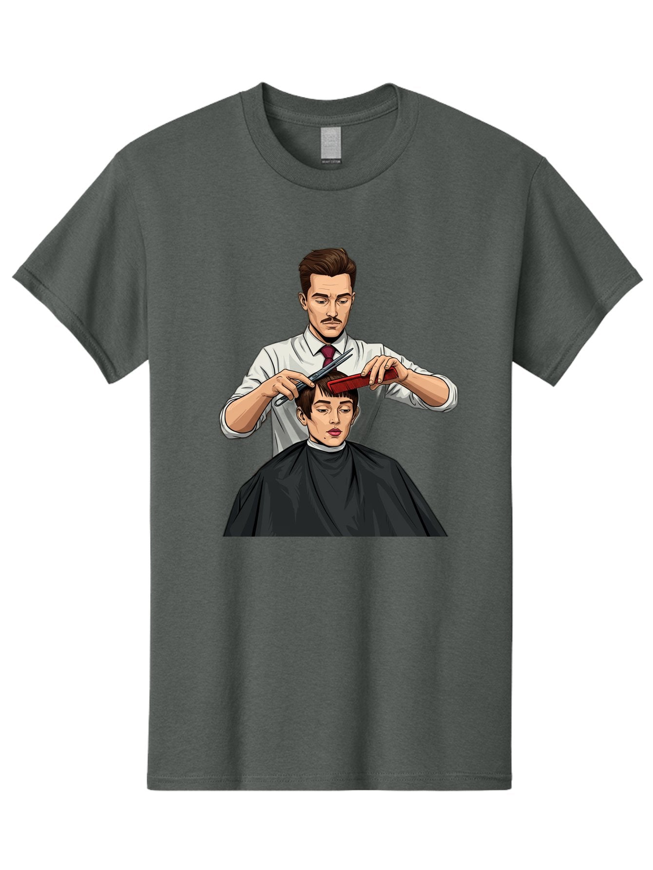 Barber-Cutting-Hair Men'S Graphic Tee, 100% Cotton, Comfortable Casual Summer Wear, Machine Washable, Barber Cutting Hair, Male Grooming, Haircut Service, Scissors And Comb, Stylish Haircut, Grooming Experience, Men'S Salon Bac602 8