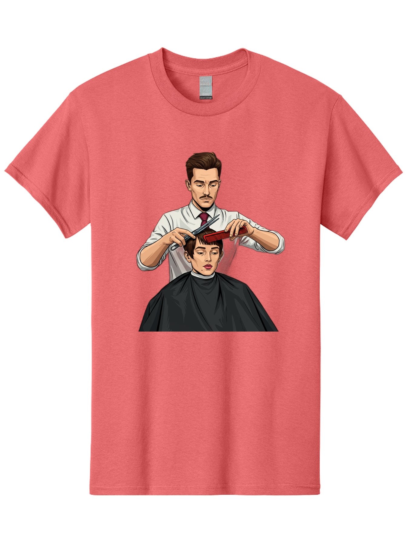 Barber-Cutting-Hair Men'S Graphic Tee, 100% Cotton, Comfortable Casual Summer Wear, Machine Washable, Barber Cutting Hair, Male Grooming, Haircut Service, Scissors And Comb, Stylish Haircut, Grooming Experience, Men'S Salon Bac602 4