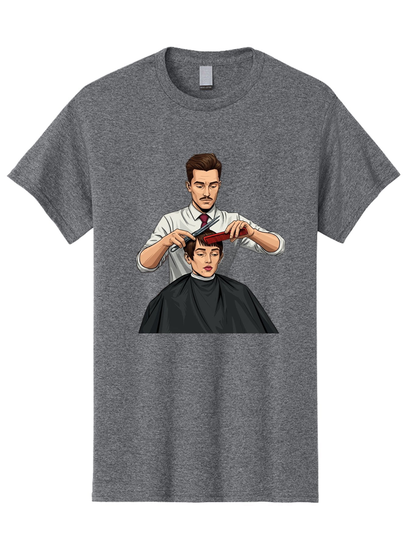 Barber-Cutting-Hair Men'S Graphic Tee, 100% Cotton, Comfortable Casual Summer Wear, Machine Washable, Barber Cutting Hair, Male Grooming, Haircut Service, Scissors And Comb, Stylish Haircut, Grooming Experience, Men'S Salon Bac602 6