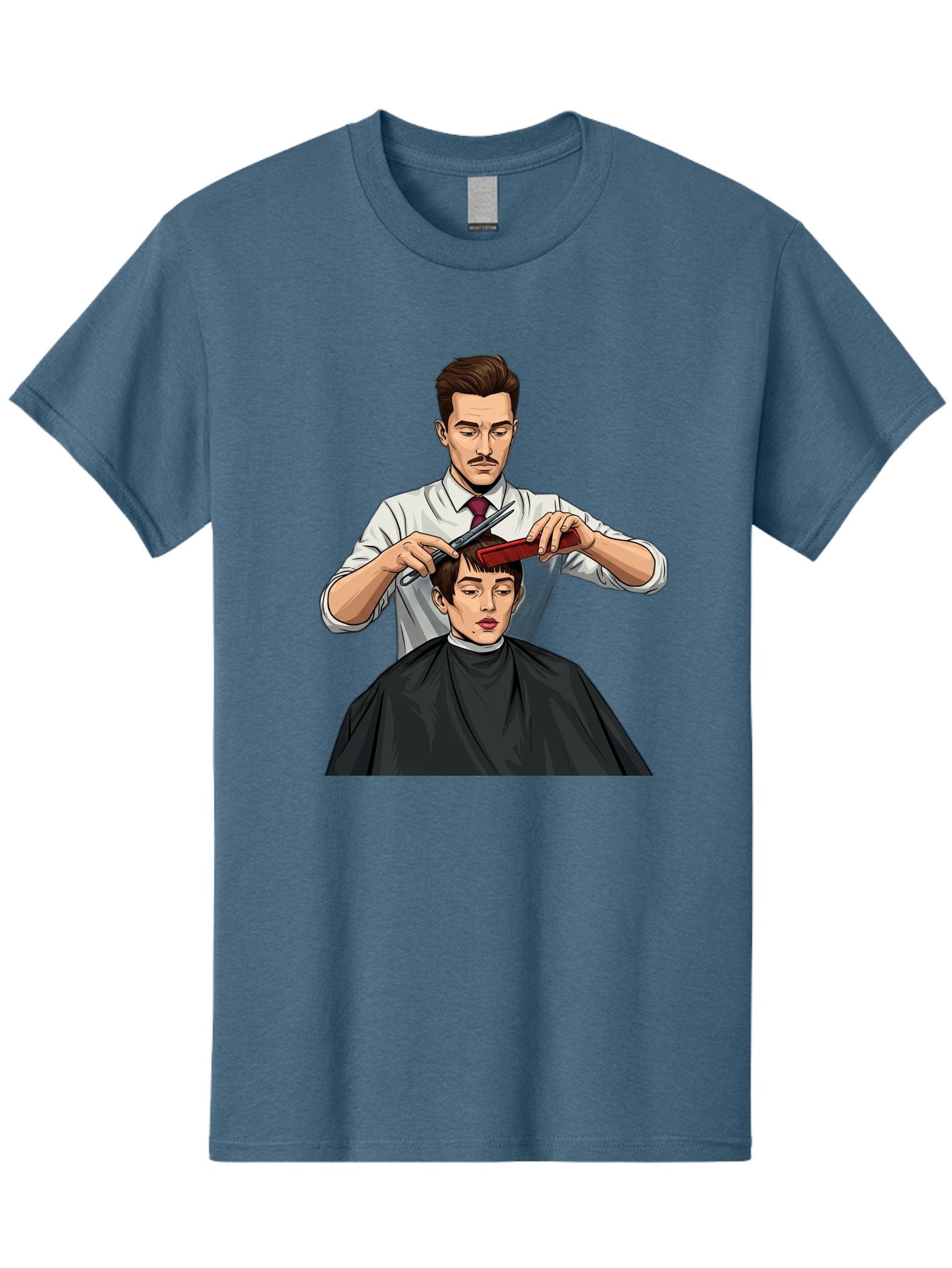 Barber-Cutting-Hair Men'S Graphic Tee, 100% Cotton, Comfortable Casual Summer Wear, Machine Washable, Barber Cutting Hair, Male Grooming, Haircut Service, Scissors And Comb, Stylish Haircut, Grooming Experience, Men'S Salon Bac602 11