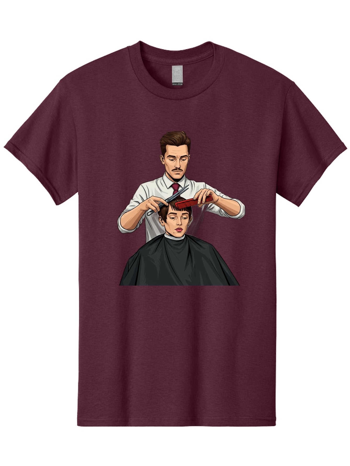 Barber-Cutting-Hair Men'S Graphic Tee, 100% Cotton, Comfortable Casual Summer Wear, Machine Washable, Barber Cutting Hair, Male Grooming, Haircut Service, Scissors And Comb, Stylish Haircut, Grooming Experience, Men'S Salon Bac602 5