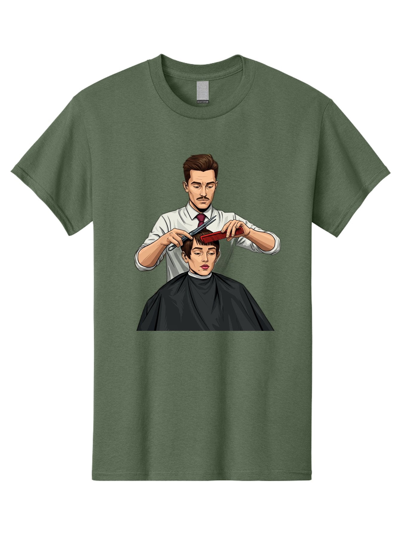 Barber-Cutting-Hair Men'S Graphic Tee, 100% Cotton, Comfortable Casual Summer Wear, Machine Washable, Barber Cutting Hair, Male Grooming, Haircut Service, Scissors And Comb, Stylish Haircut, Grooming Experience, Men'S Salon Bac602