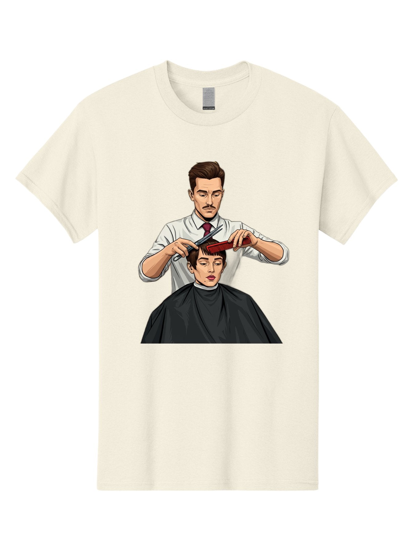 Barber-Cutting-Hair Men'S Graphic Tee, 100% Cotton, Comfortable Casual Summer Wear, Machine Washable, Barber Cutting Hair, Male Grooming, Haircut Service, Scissors And Comb, Stylish Haircut, Grooming Experience, Men'S Salon Bac602 3