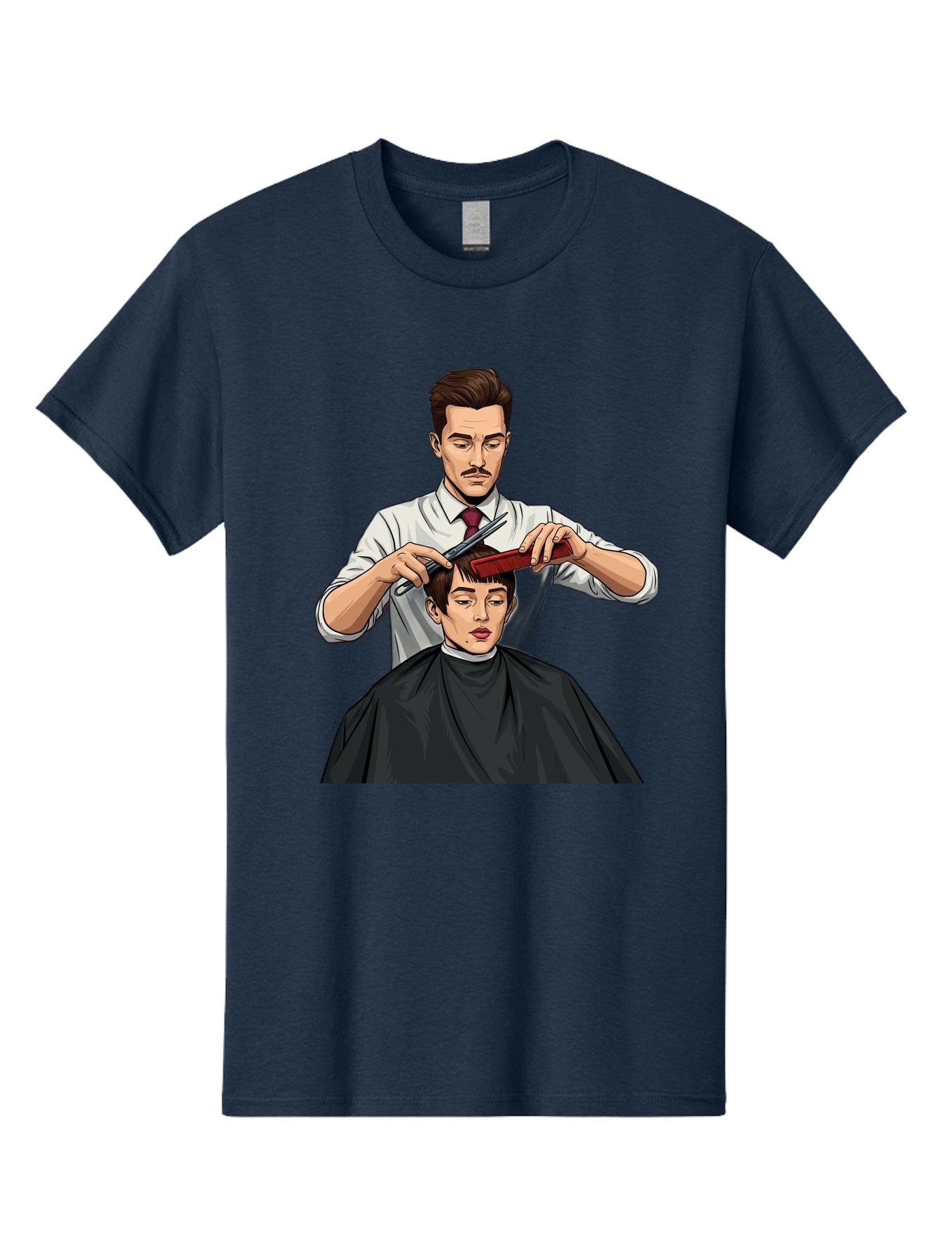 Barber-Cutting-Hair Men'S Graphic Tee, 100% Cotton, Comfortable Casual Summer Wear, Machine Washable, Barber Cutting Hair, Male Grooming, Haircut Service, Scissors And Comb, Stylish Haircut, Grooming Experience, Men'S Salon Bac602 7