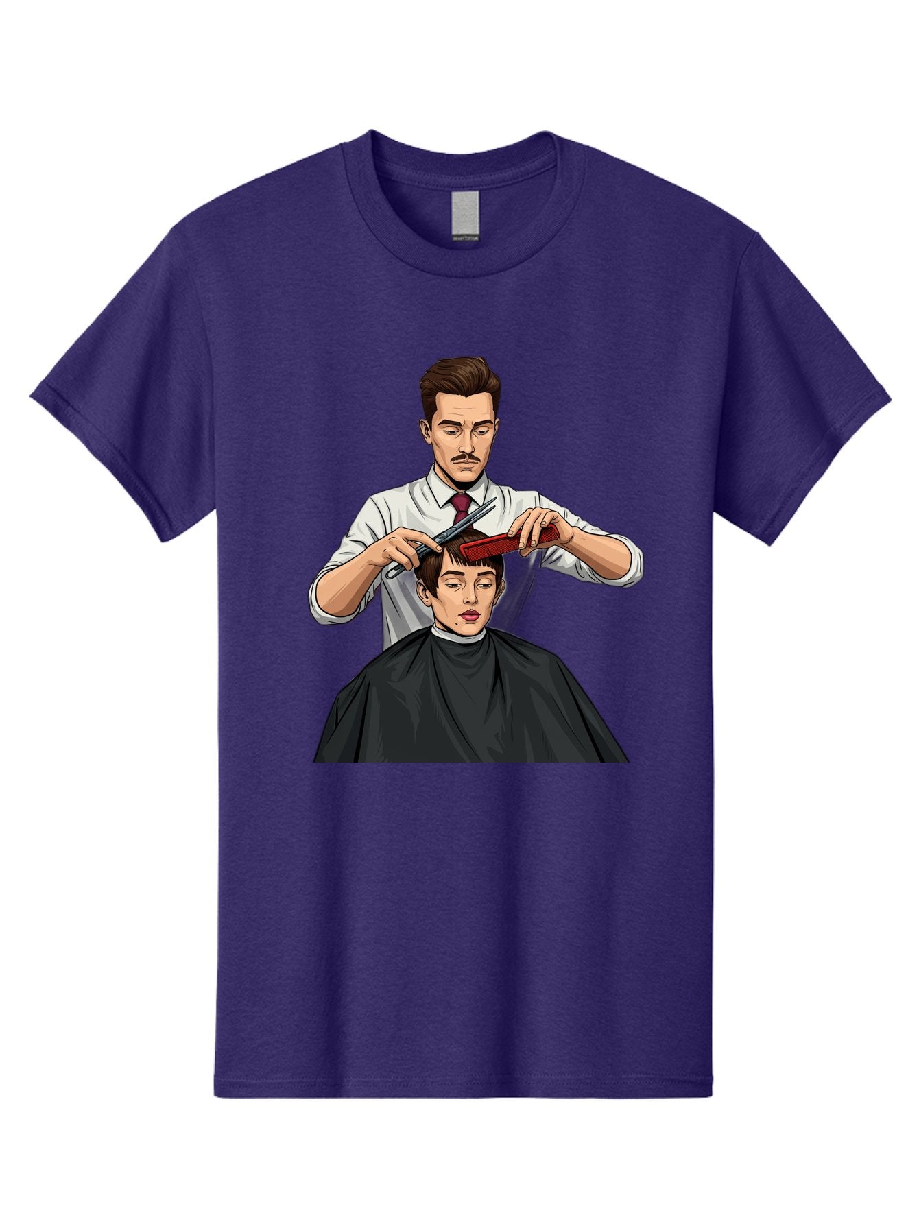 Barber-Cutting-Hair Men'S Graphic Tee, 100% Cotton, Comfortable Casual Summer Wear, Machine Washable, Barber Cutting Hair, Male Grooming, Haircut Service, Scissors And Comb, Stylish Haircut, Grooming Experience, Men'S Salon Bac602 12